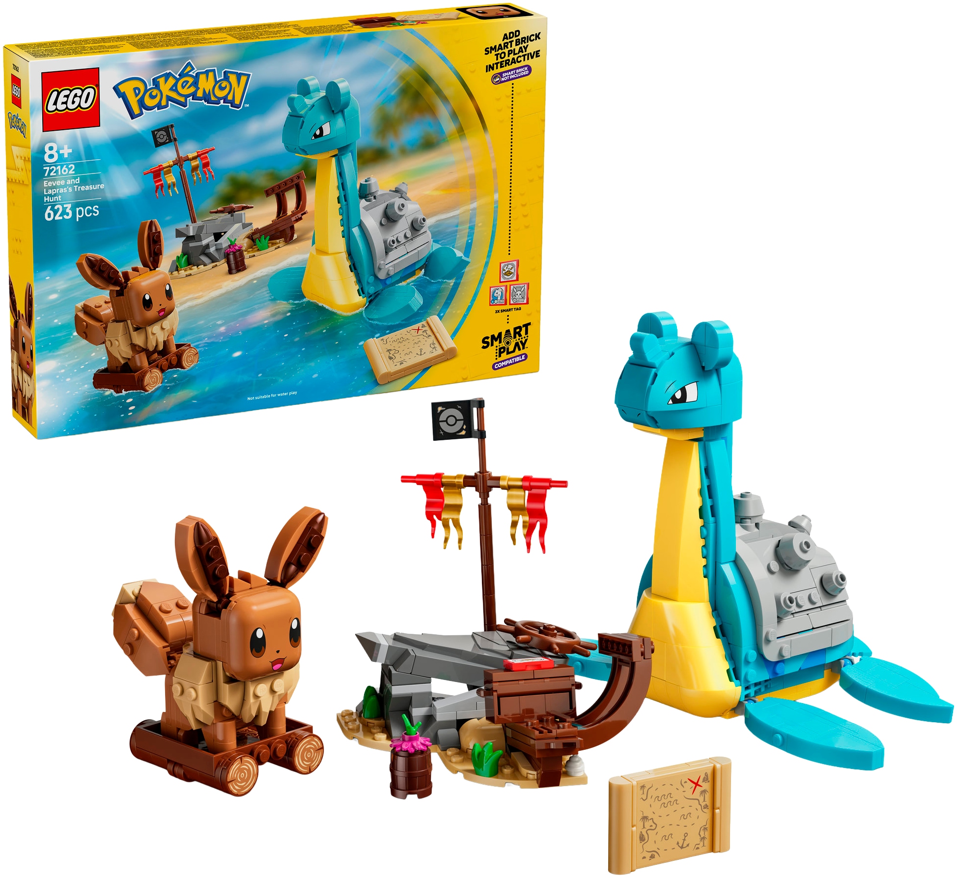 LEGO® Konstruktionsspielsteine »SMART Play: Evoli und Lapras auf Schatzsuche (72162), LEGO Pokémon« Mit SMART Brick kombatibel (nicht enthalten)