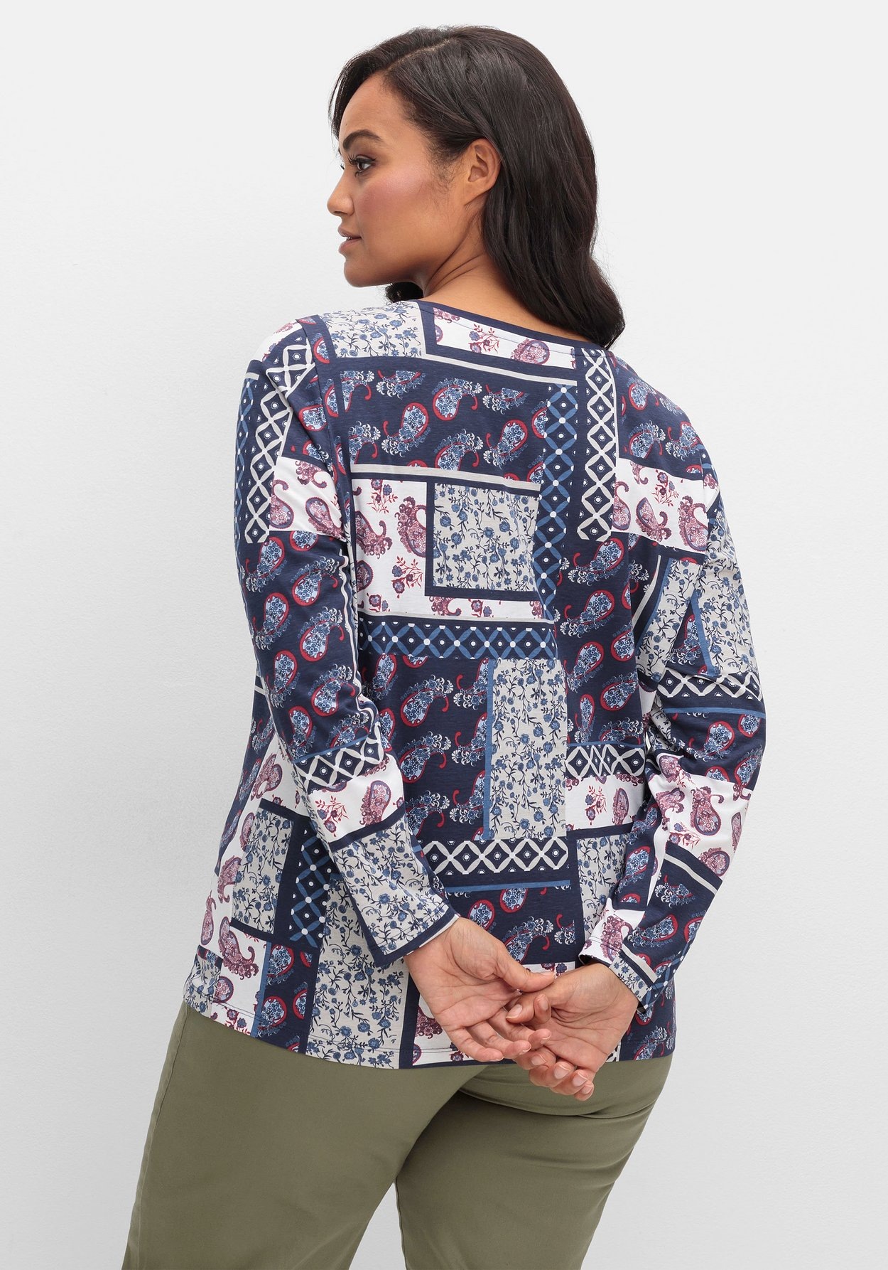 Sheego Langarmshirt »Langarmshirt im Patchwork-Mustermix«, im Patchwork-Mustermix