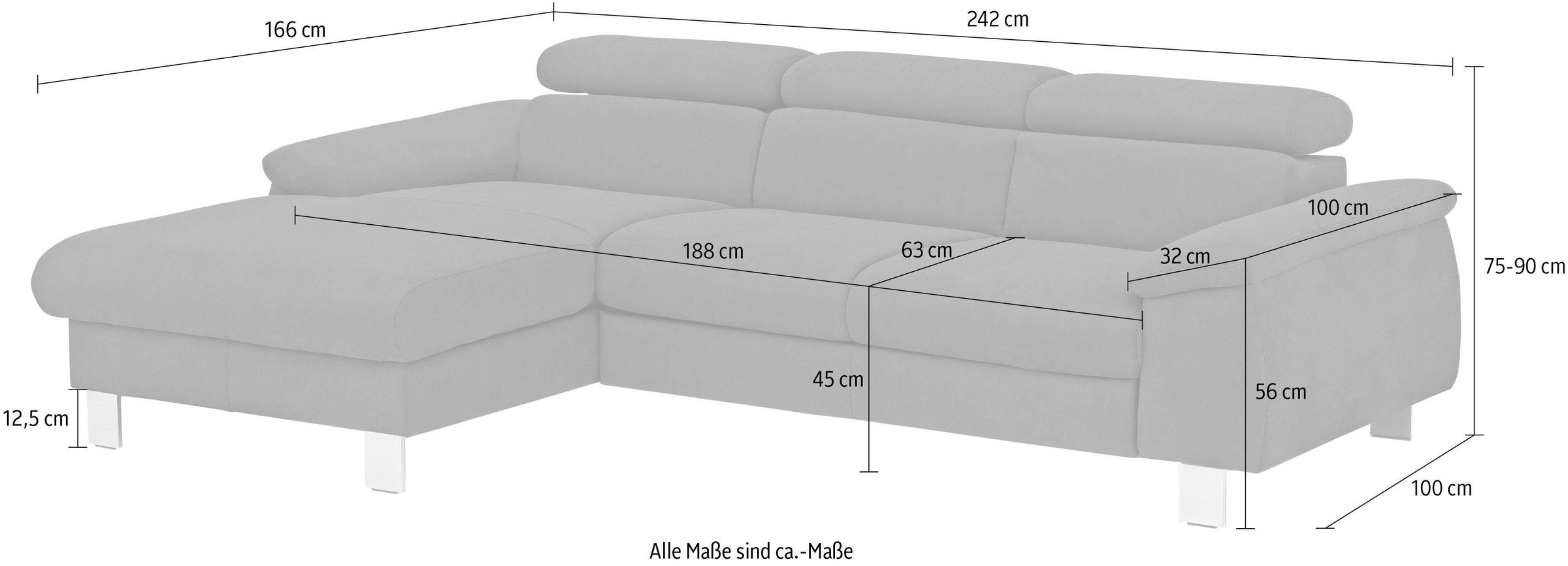 COTTA Polstergarnitur, (Set), mit Kopfteilverstellung, optional Bettfunktion, Bettkasten & Licht