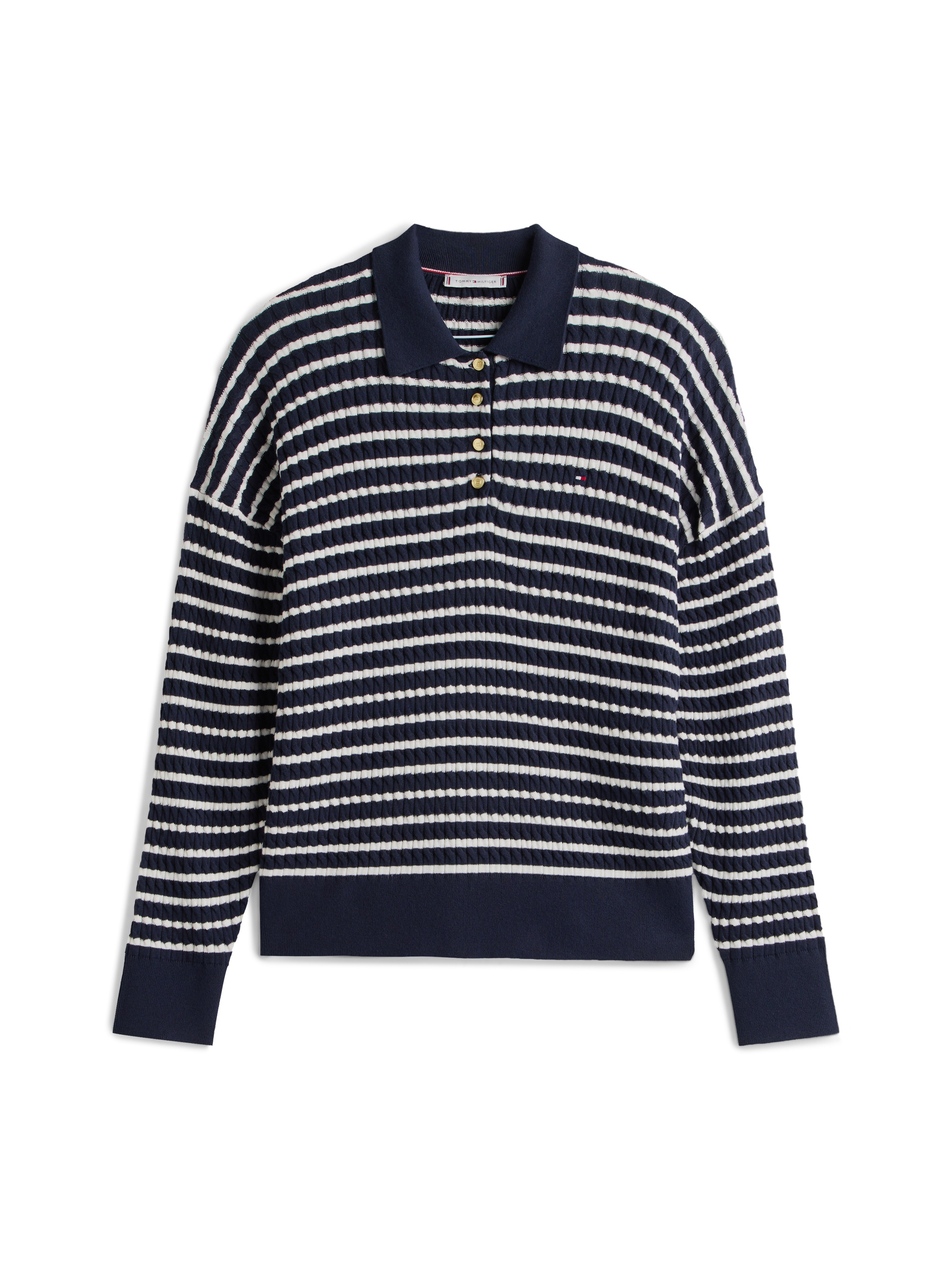 Tommy Hilfiger Curve Polokragenpullover »CRV CO CABLE FINE GG RLX POLO« in großen Größen, mit Zopfmuster