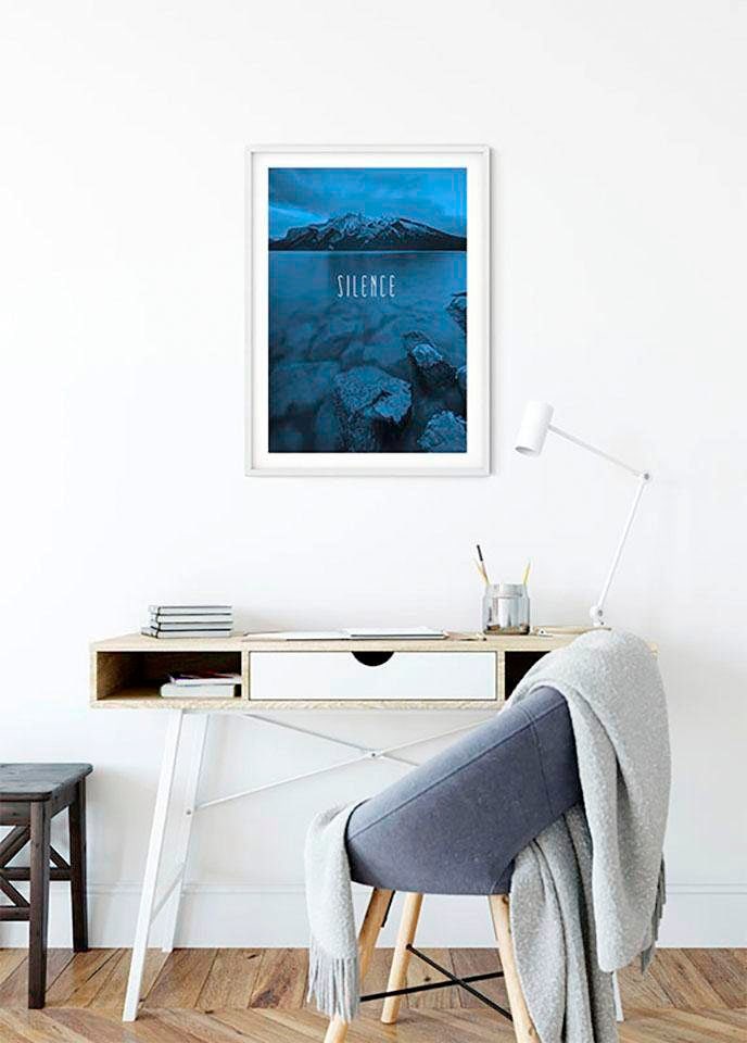 Komar Bild »Word Lake Silence Blue«, Natur, (1 St.), Wandbild zur Dekoration - ohne Rahmen