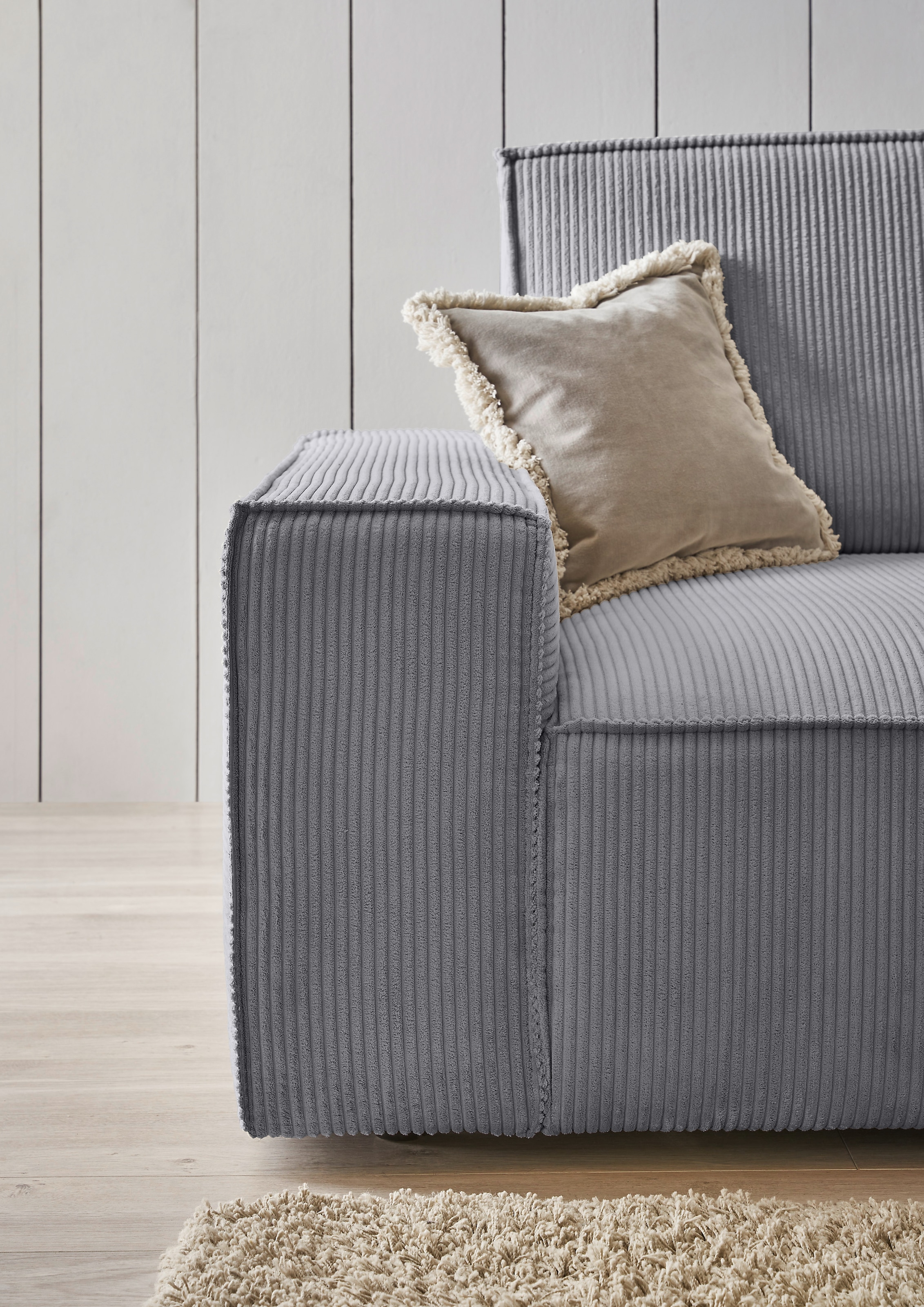 OTTO home Ecksofa »SHERWOOD XXL Cord 284, Big-Sofa L-Form, tiefe Sitzfläche 95 cm« Recamiere rechts/links, als Schlafsofa stellbar, Cord u. Leinenoptik