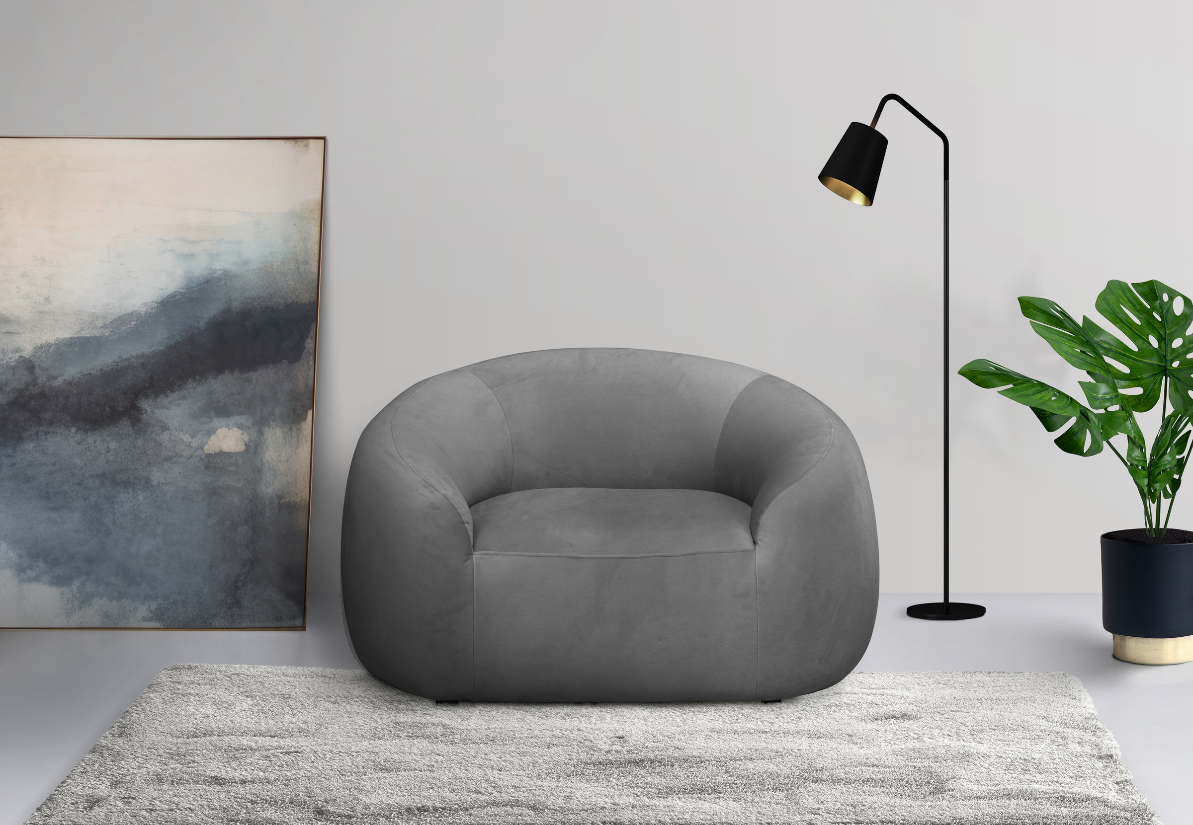 LeGer Home by Lena Gercke Sessel »YANI Relaxsessel, Loungesessel, Maße B/T/H: 127/96/76 cm«, organische Form, mit Wellenunterfederung, auch in Bouclé