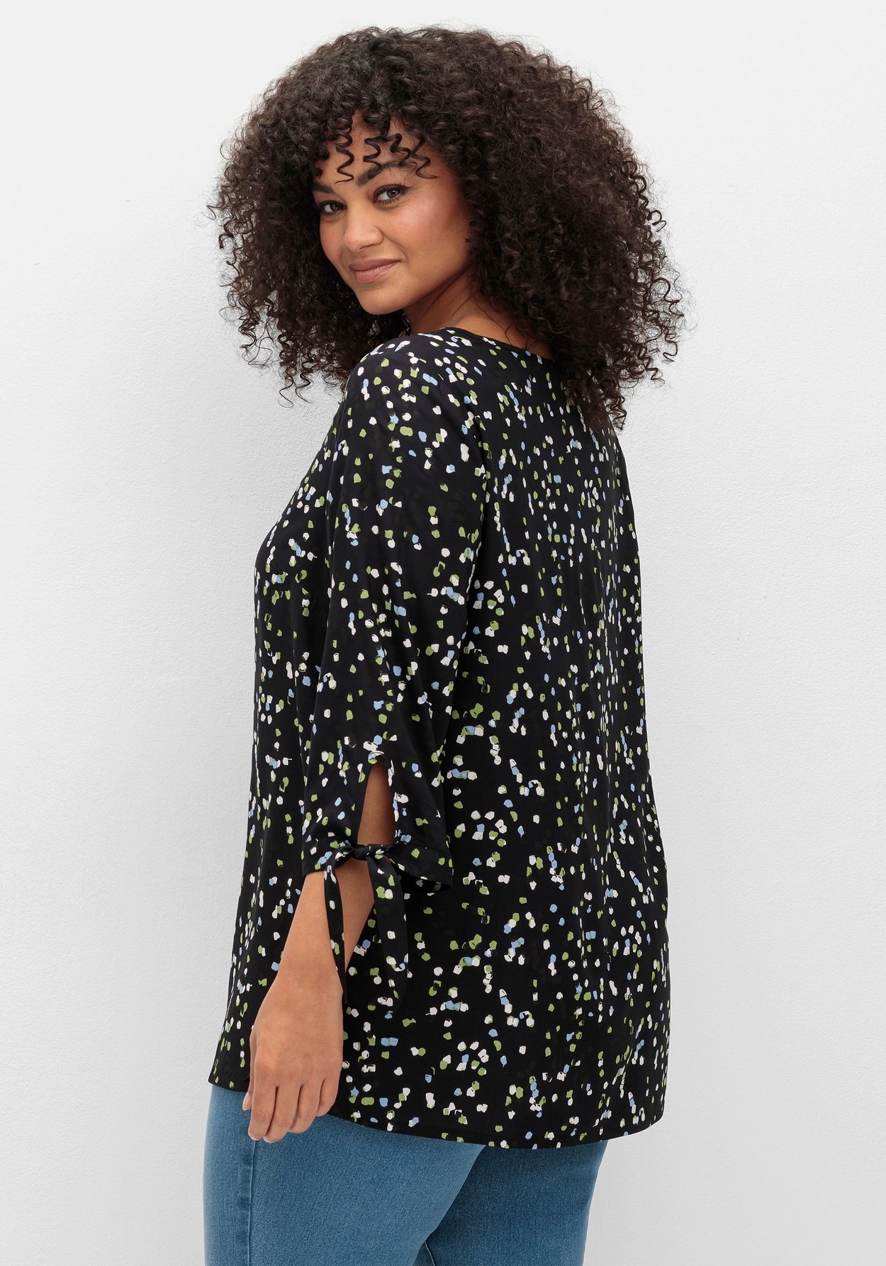 Sheego Tunika »Tunika mit Print und Knotendetail am Ärmel«