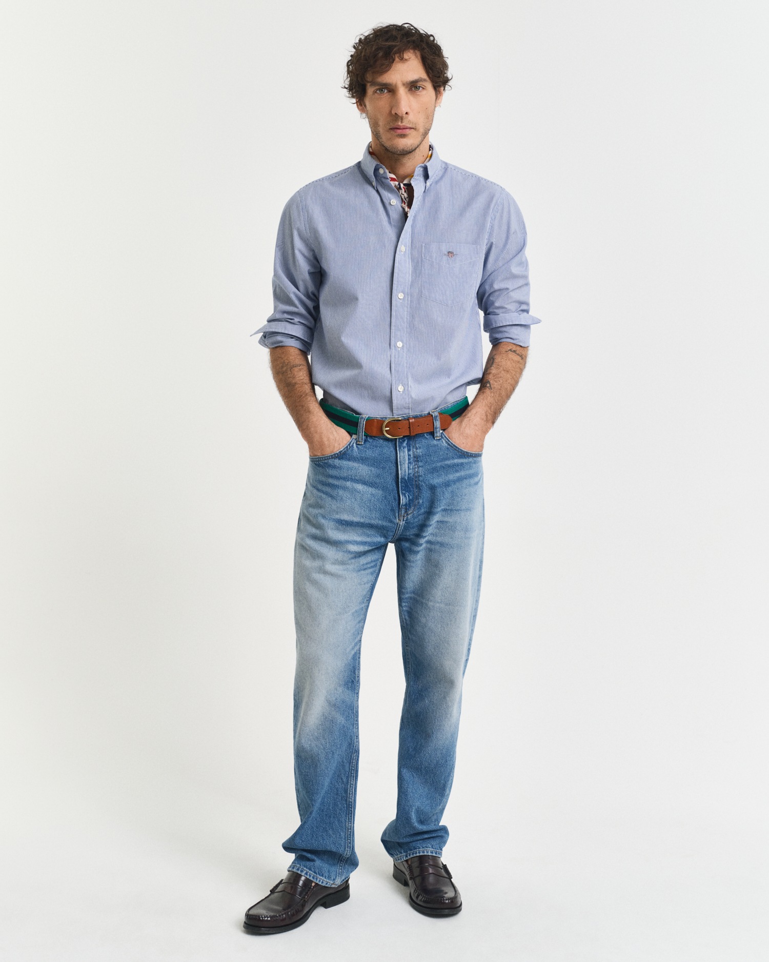 Gant Langarmhemd »REG POPLIN BANKER SHIRT«, Banker Stripe Popeline, leichte Baumwolle