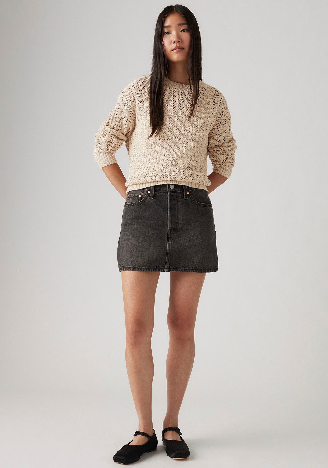 Levi's® Jeansrock »ICON SKIRT«, mit Used-Effekten und ausgefransten Kanten