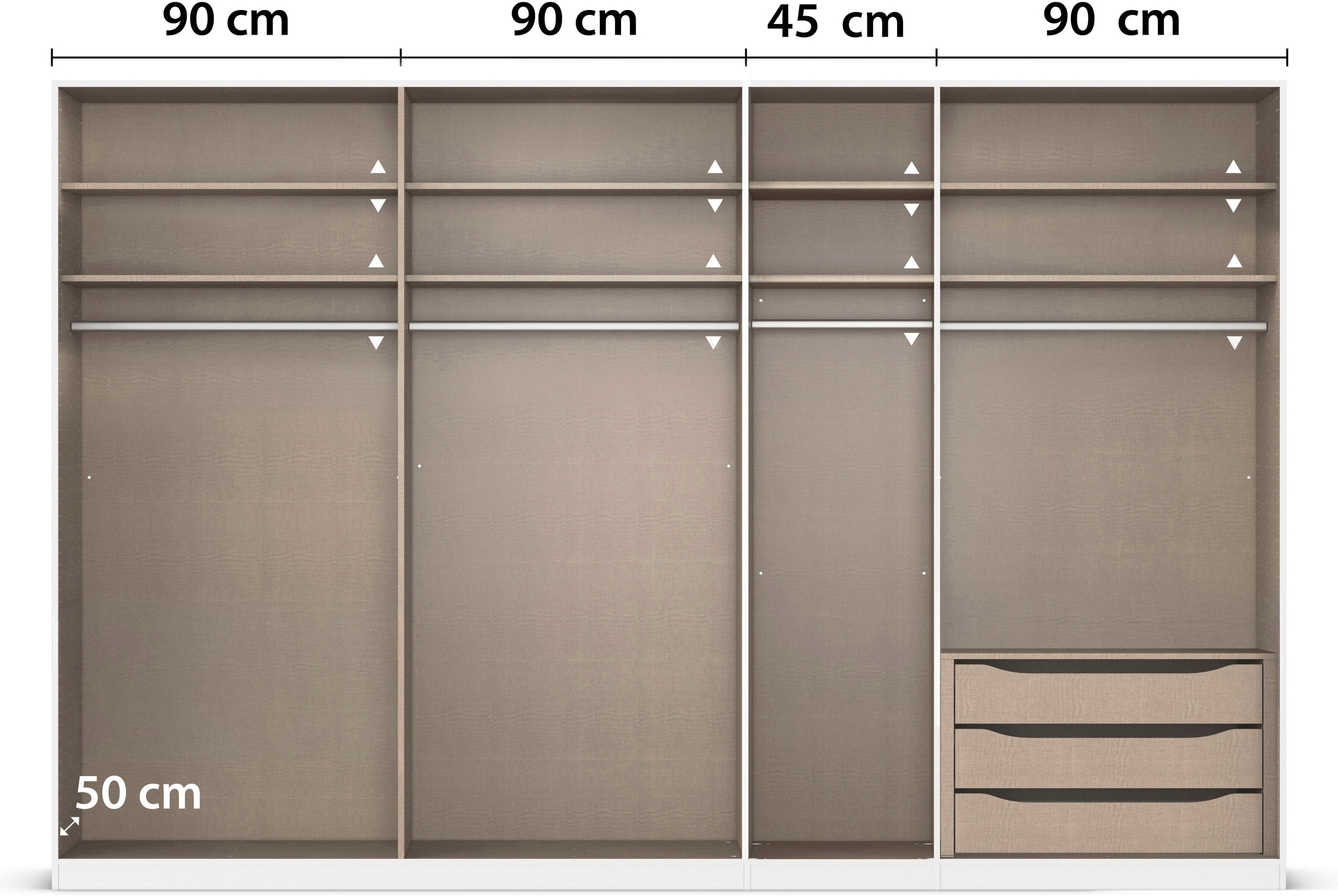 rauch Kleiderschrank »Drehtürenschrank Schrank Garderobe Wäscheschrank Schlafzimmer AVOLA«, (in 3 verschiedenen Ausstattungen BASIC/CLASSIC/PREMIUM), mit hochwertigen Stangengriffen in Schwarz aus Metall MADE IN GERMANY