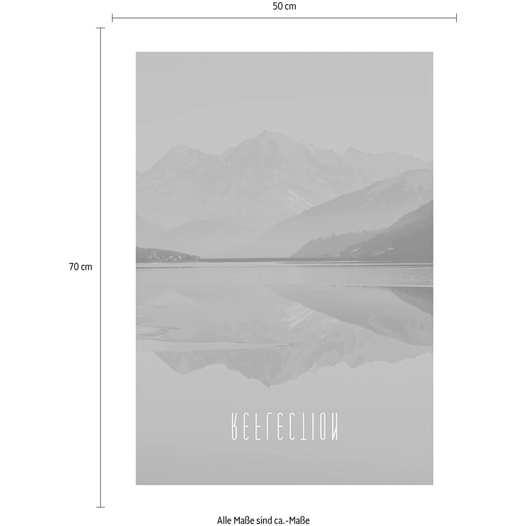 Komar Poster »Word Lake Reflection Steel«, Natur, (1 St.), Kinderzimmer, Schlafzimmer, Wohnzimmer