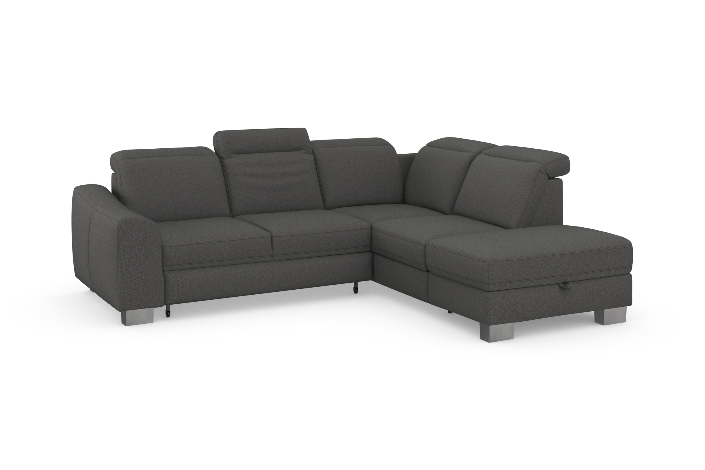 sit&more Ecksofa »Dundee L-Form«, mit Federkern und Edelstahlfüßen, wahlweise mit Kopfteilverstellung