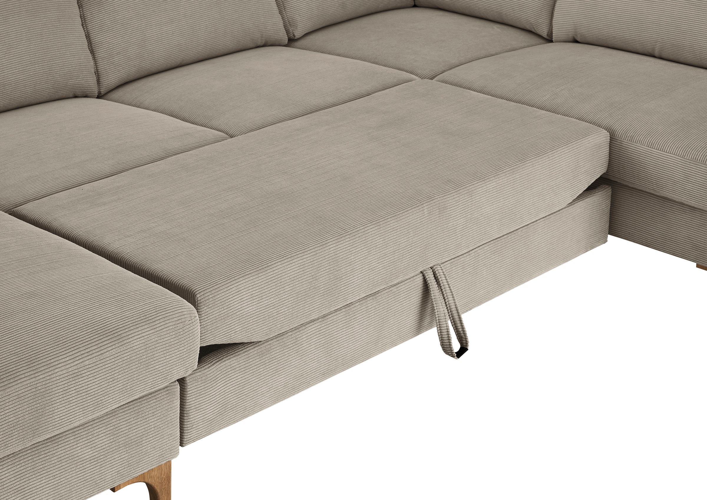 3C Candy Wohnlandschaft »Lecce, wahlweise PUR-Schaumstoff oder Tonnentaschenfederkern U-Form« Bettkasten in Umbauecke und Longchair, sowie Querschläfer im 2-Sitzer