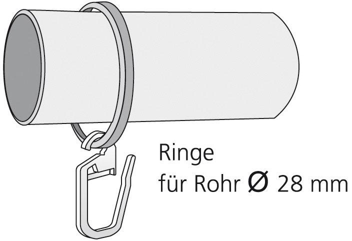 Liedeco Gardinenring, (Packung, 10 St., mit Faltenlegehaken), für Gardinenstangen Ø 28 mm