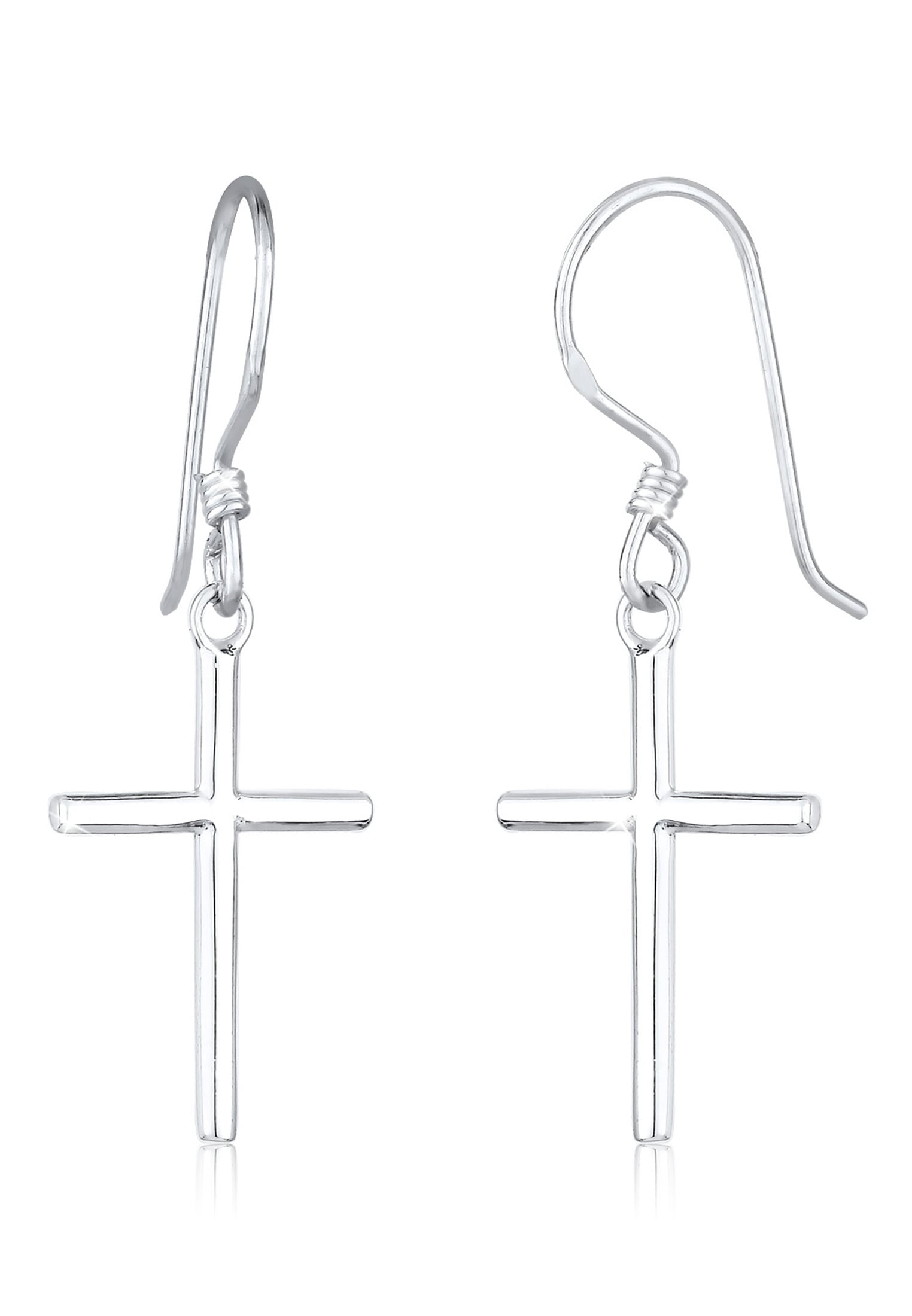 Elli Paar Ohrhänger »Ohrringe Kreuz Religion Schlicht Filigran 925 Silber«