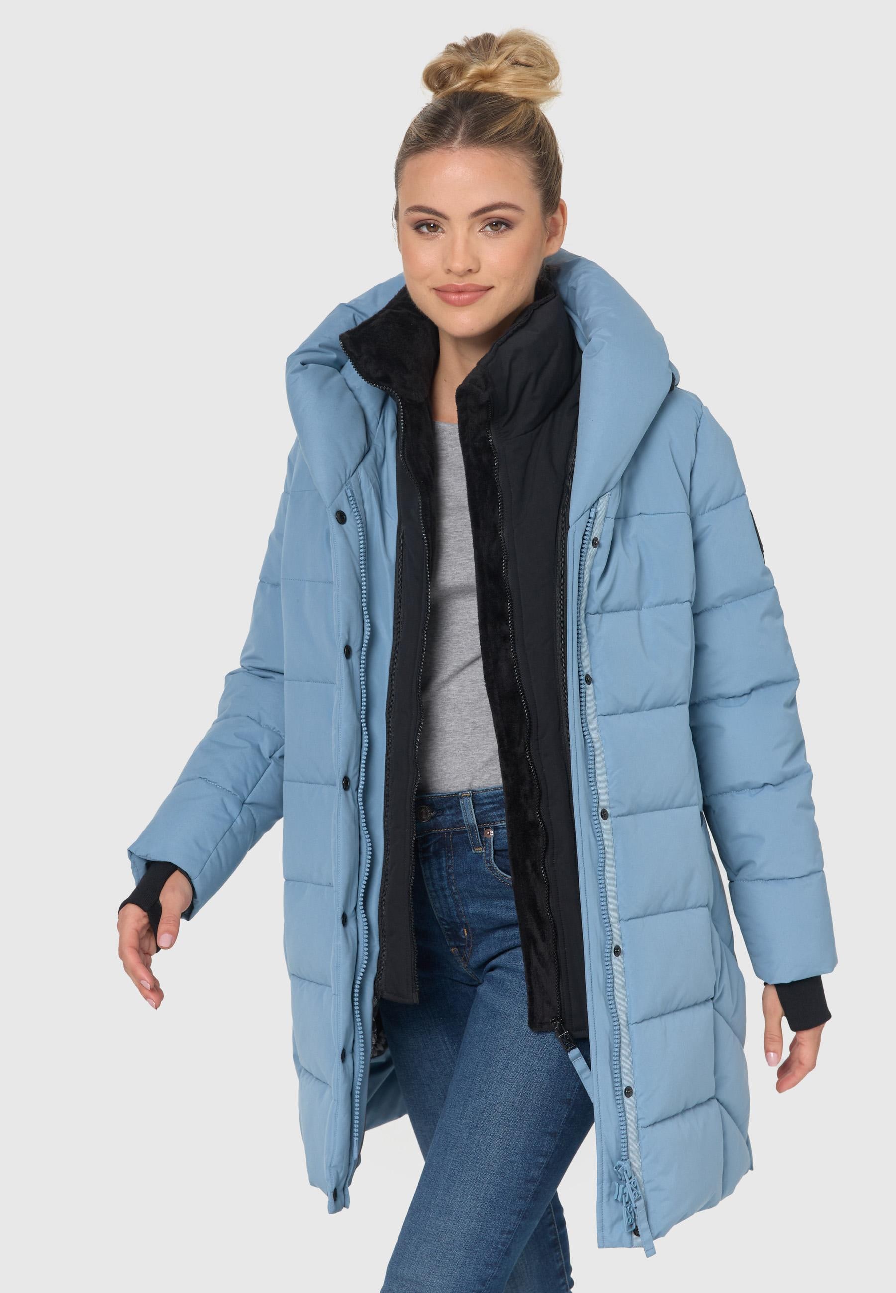 Navahoo Steppmantel »Steppmantel Knutschilein«, Stylischer Damenmantel mit abnehmbarem Fleece-Kragen