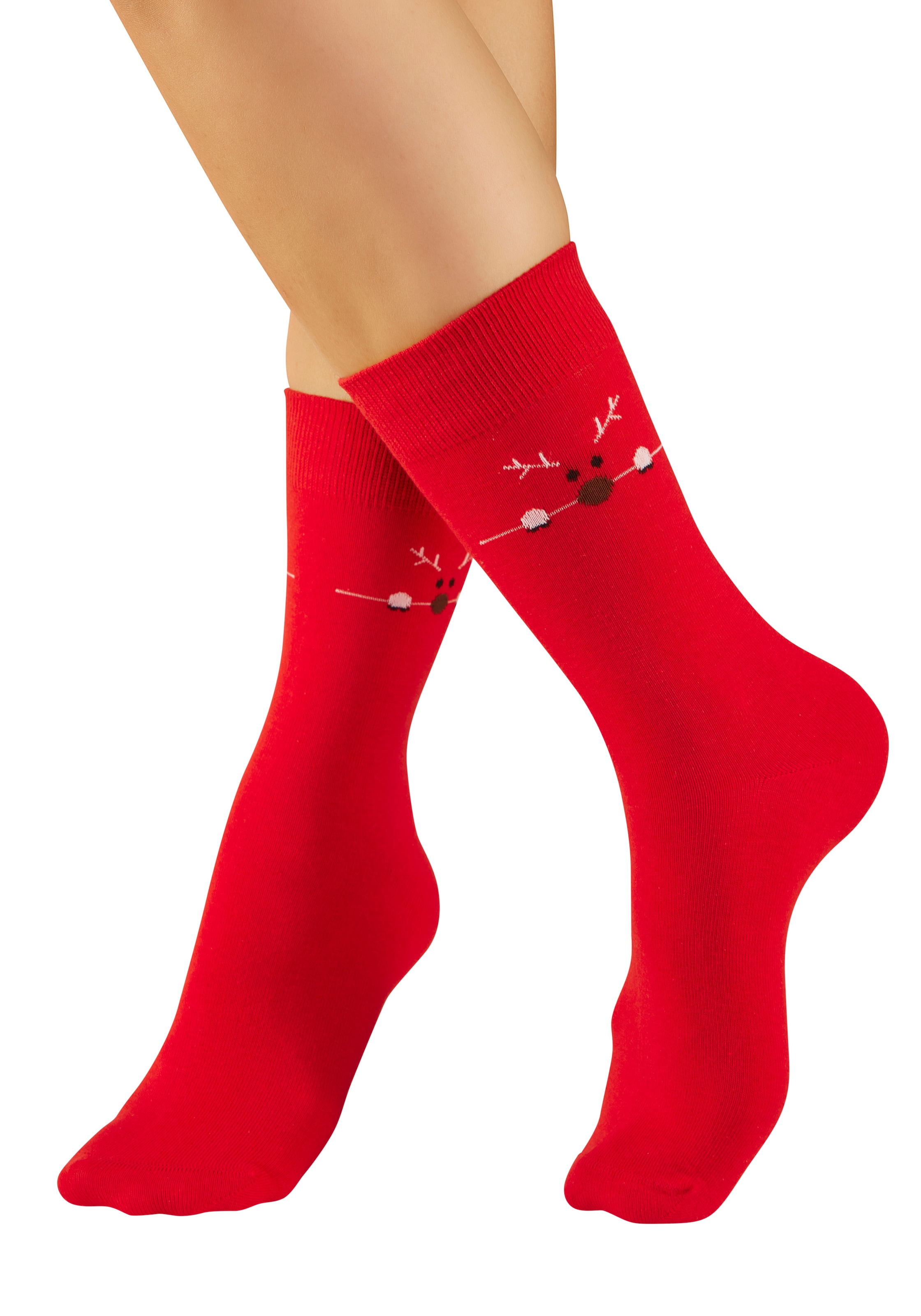 LASCANA Freizeitsocken »Damen Weihnachtssocken« Packung, 3 Paar tlg. mit zwei unterschiedlichen Designs