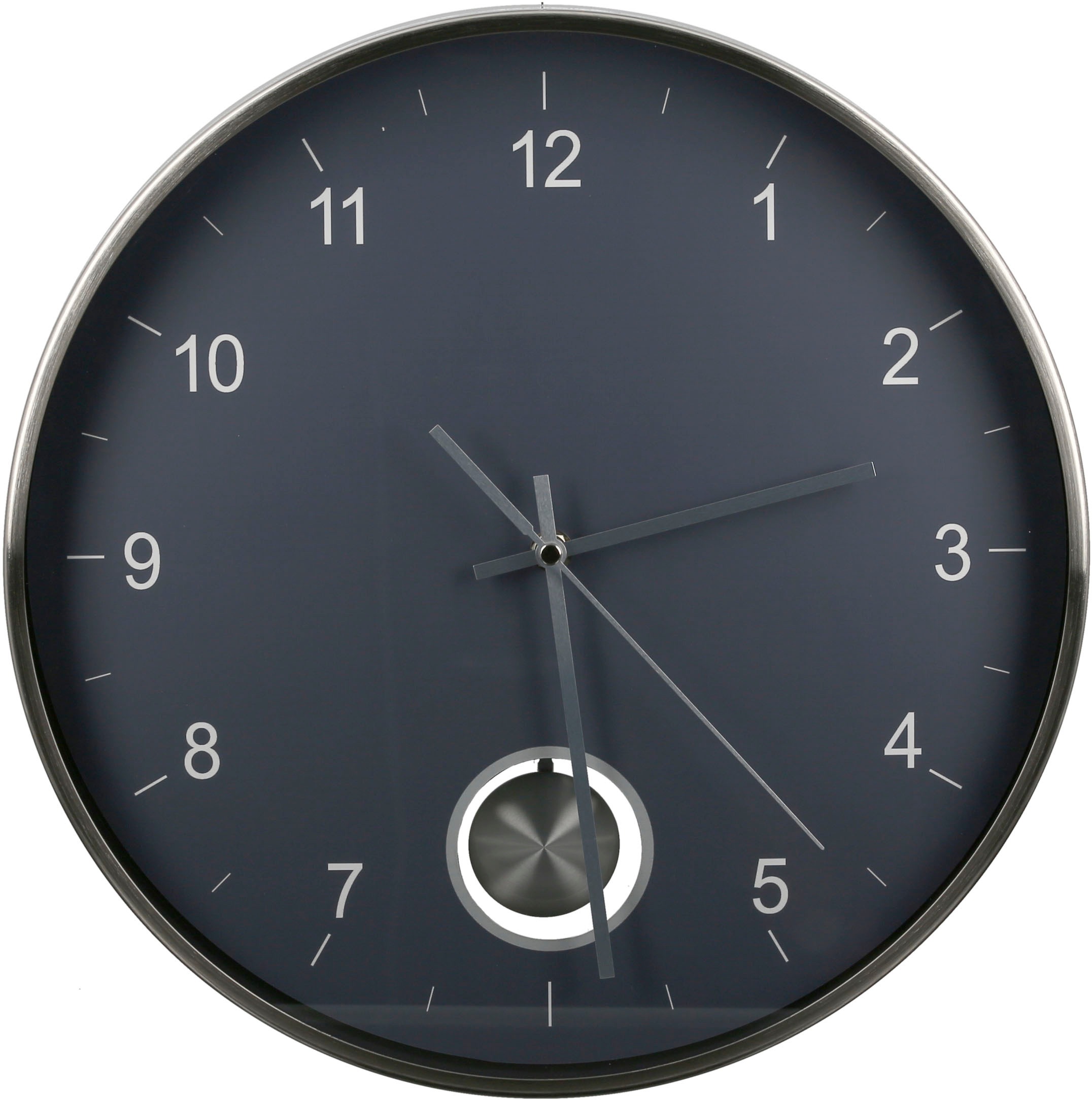 Casablanca by Gilde Wanduhr »Gomb, grau/silberfarben«, rund, Ø 35 cm, aus Metall, Wohnzimmer