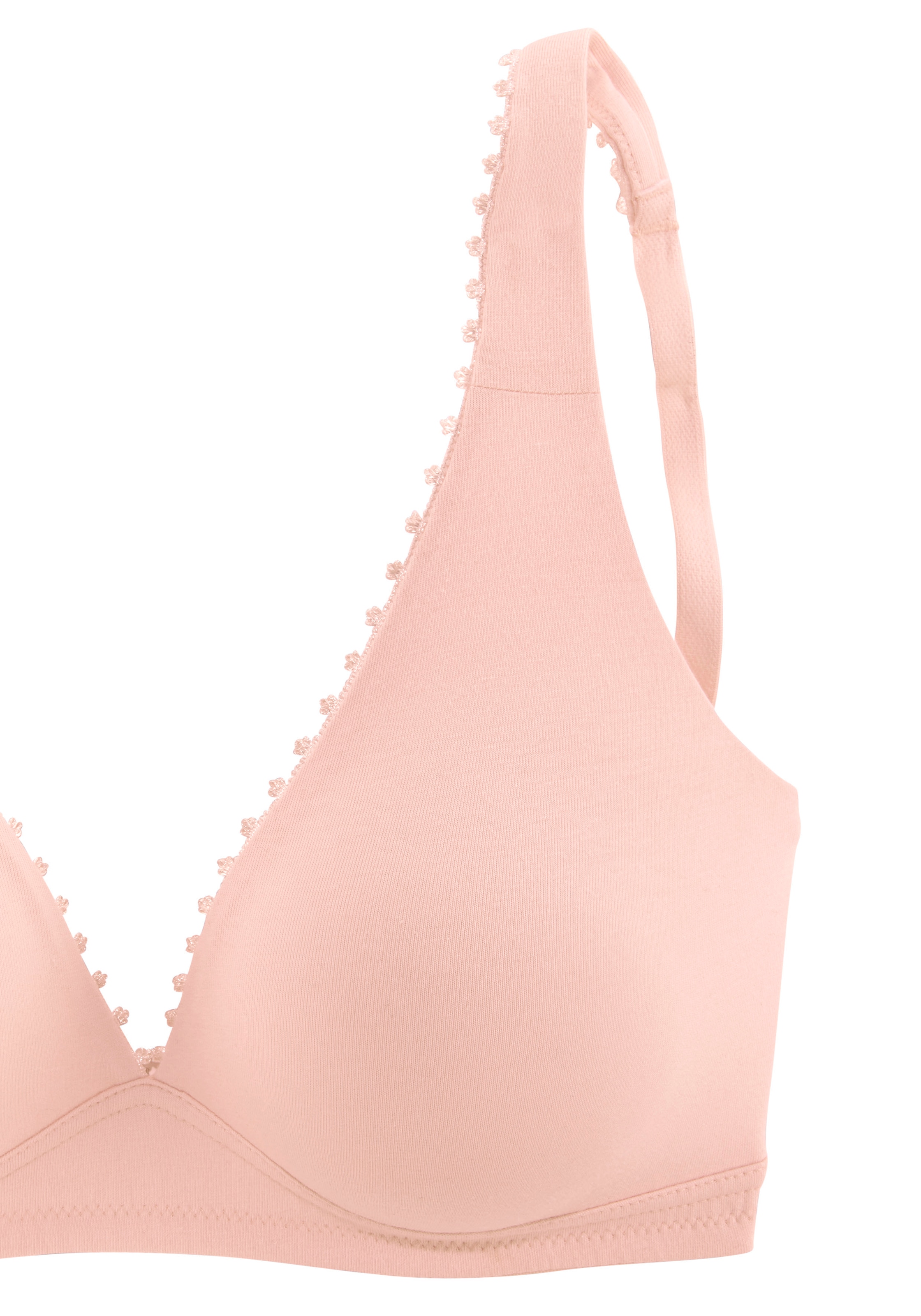 petite fleur Bralette-BH, ohne Bügel in High-Apex-Schnittform mit Zierborte, Basic Dessous