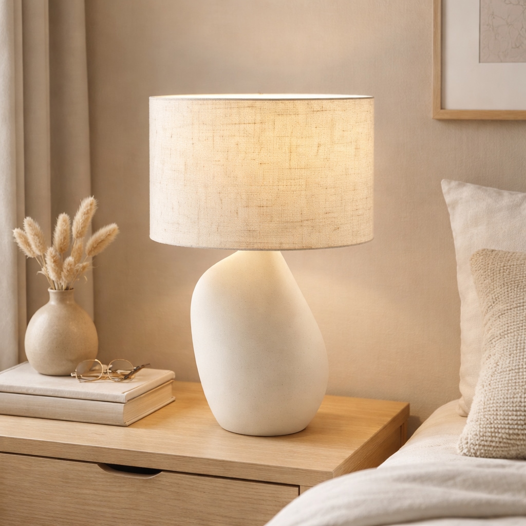 OTTO home Tischleuchte »Nyllor« E27 1 Stk. Keramikfuß organische Form mit Textilschirm, 38 cm Höhe, 20 cm Ø
