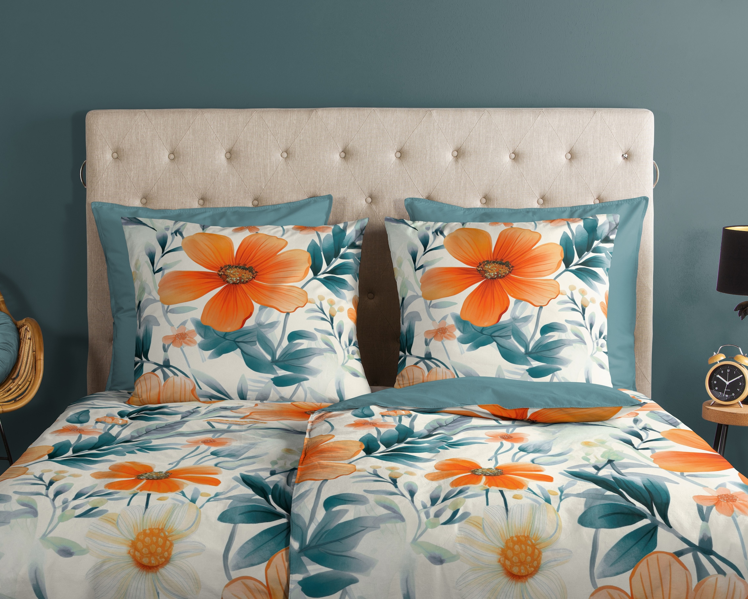 good morning Wendebettwäsche »Spirit«, 100% Baumwolle, Renforcé, Reißverschluss, Wendeoptik, Blumen, Mohn