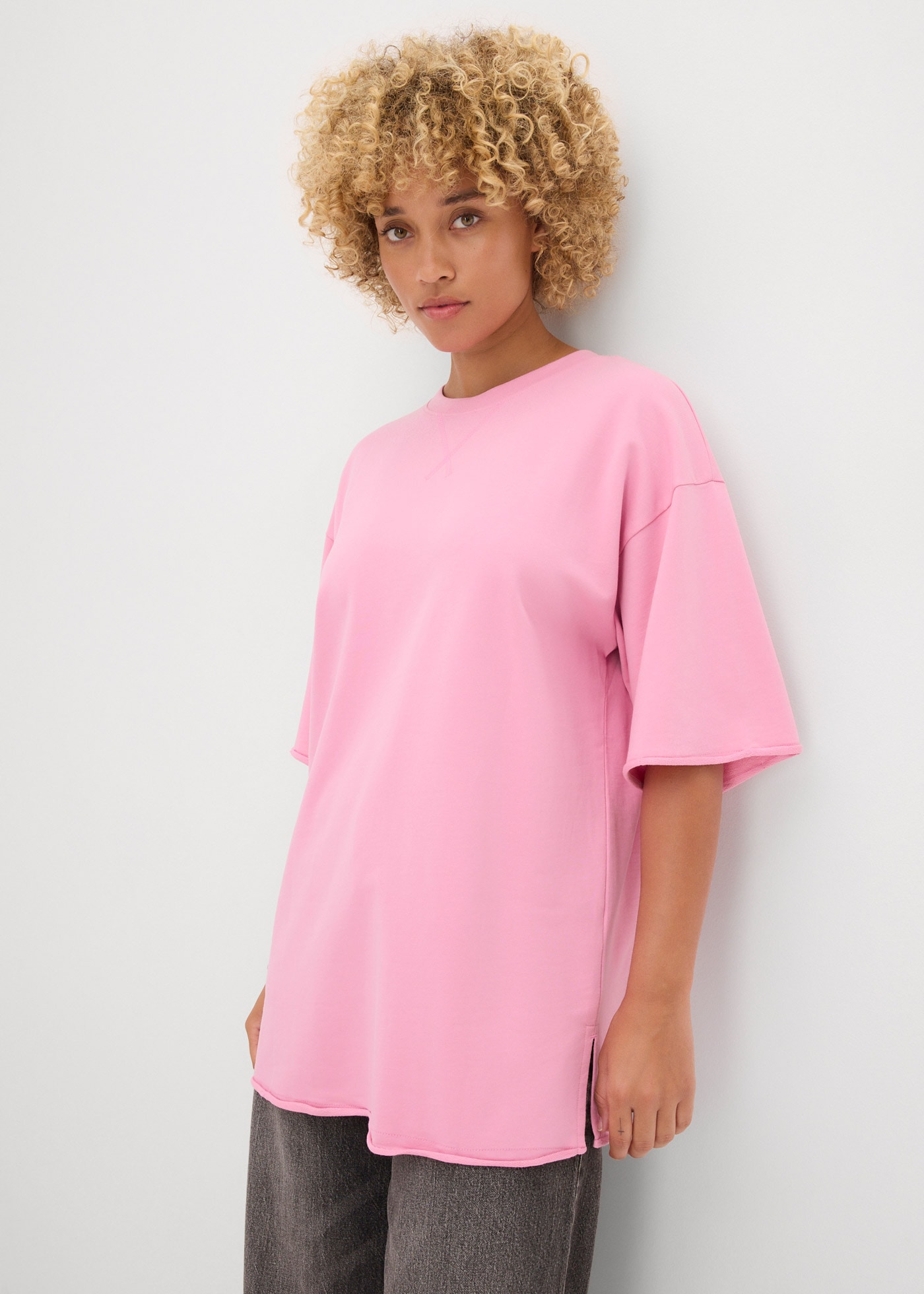 bonprix Longsweatshirt , lässige Passform, Halbarm-Design, aus reiner Baumwolle
