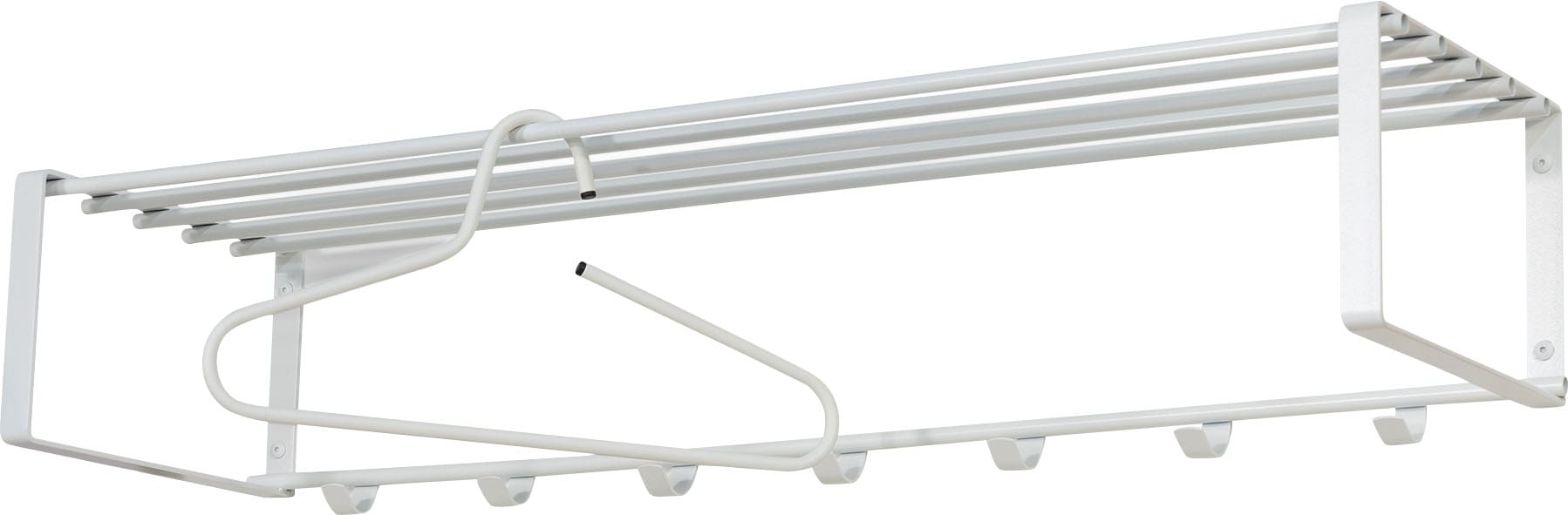 Spinder Design Garderobenleiste »REX« Wandgarderobe aus Stahl mit Hutablage und 5 bzw. 7 Haken in weiß, Größe B/H/T: 100 cm x 19 cm x 29 cm