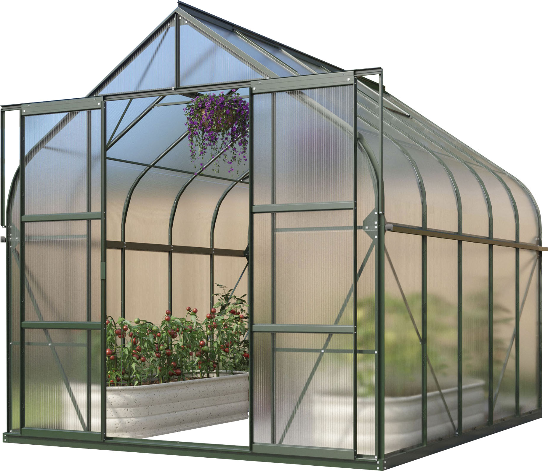 Vitavia Gewächshaus »Dione 8300« Alu-Profile in grün, Größe B/H/T: 263,5 cm x 254,5 cm x 321 cm
