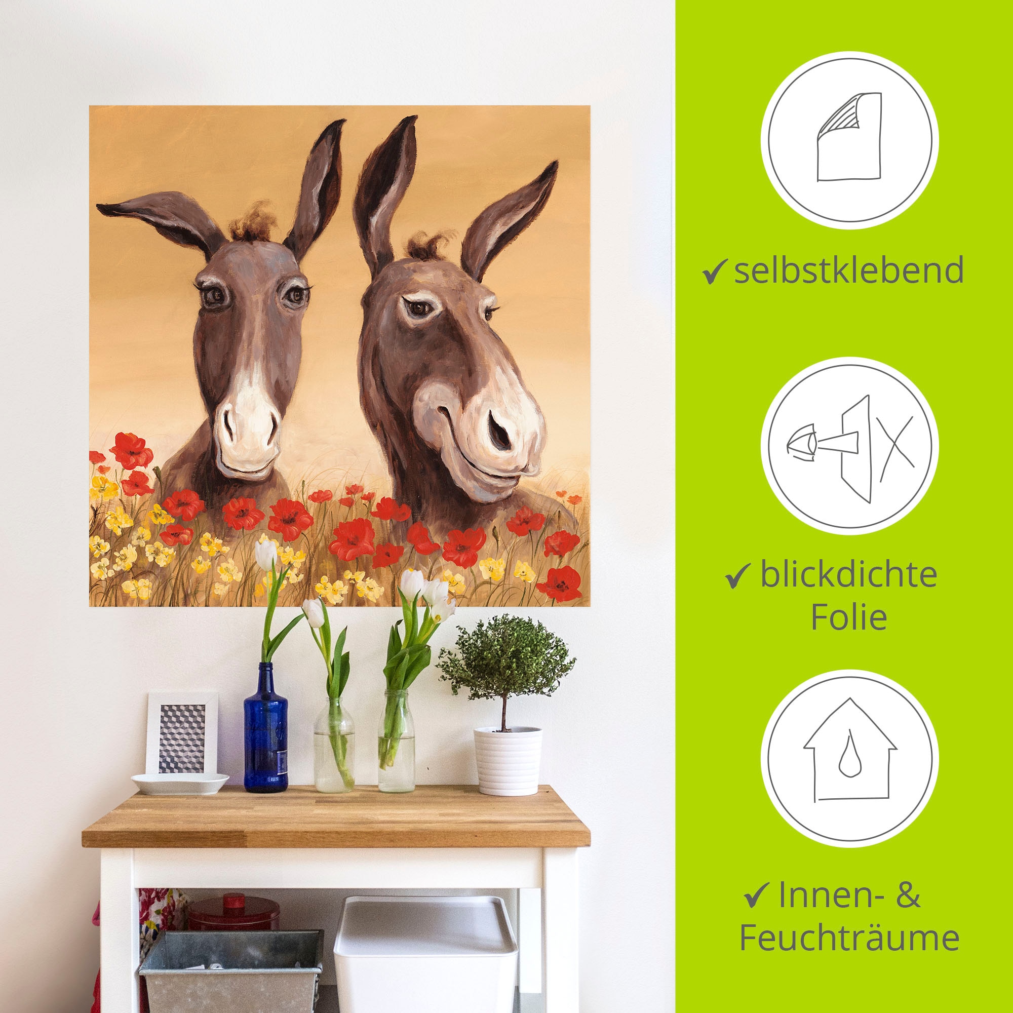 Artland Wandbild »Esel«, Haustiere, (1 St.), als Alubild, Outdoorbild, Leinwandbild, Poster, Wandaufkleber