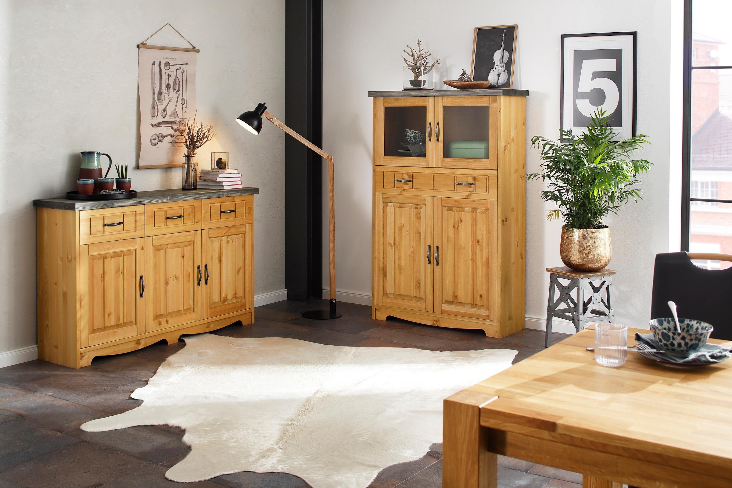 Home affaire Sideboard »Trinidad Antique«, Kommode, 148 cm, FSC® zertifiziertes Massivholz