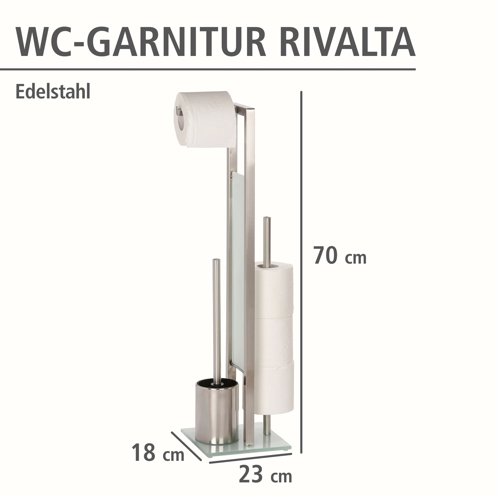 WENKO WC-Garnitur »Rivalta«, aus Edelstahl, integrierter Toilettenpapierhalter und WC-Bürstenhalter