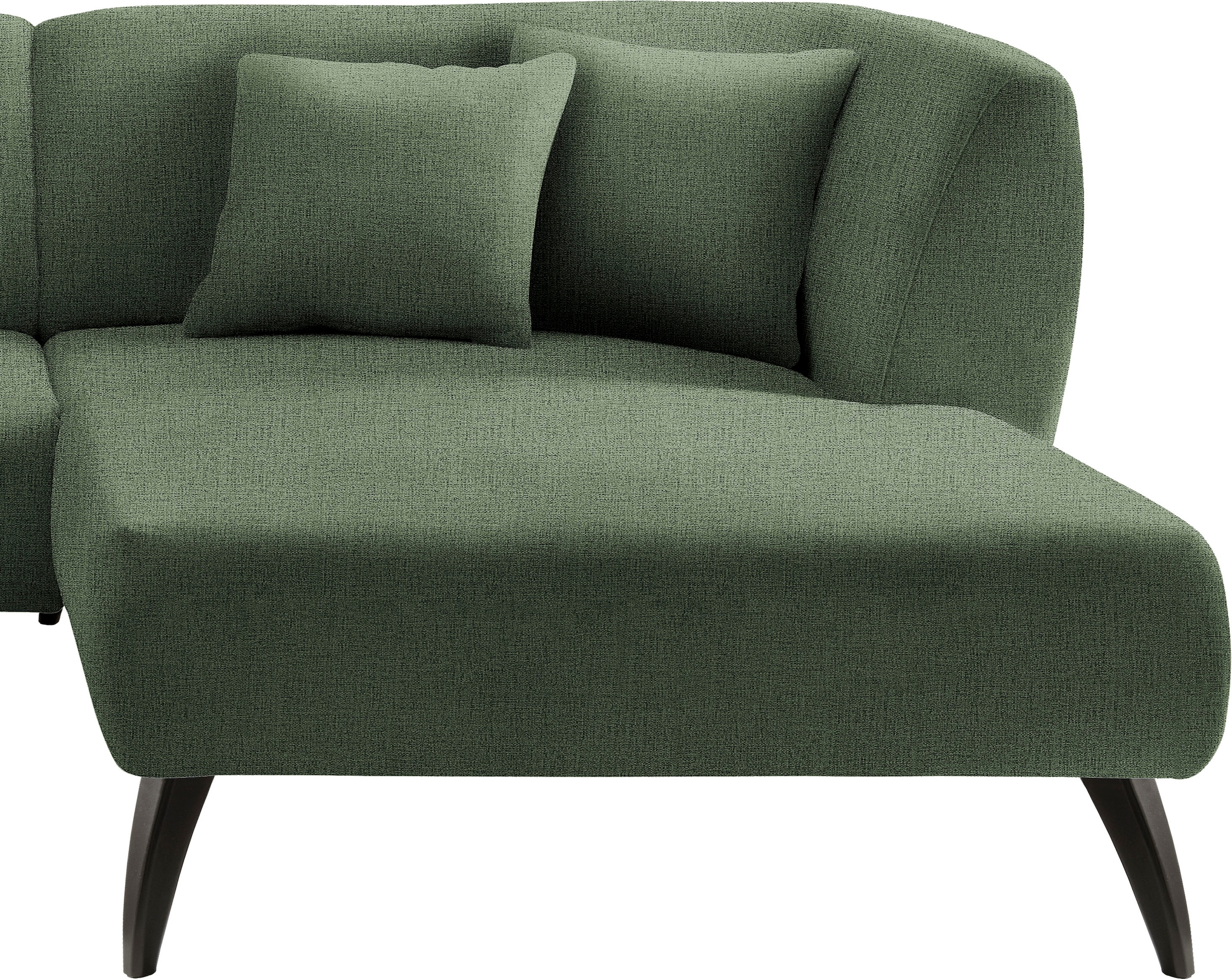 INOSIGN Ecksofa »Colori L-Form«, Holzfußfarbe wählbar, inkl. 4x Zierkissen, verschiedene Stoffe