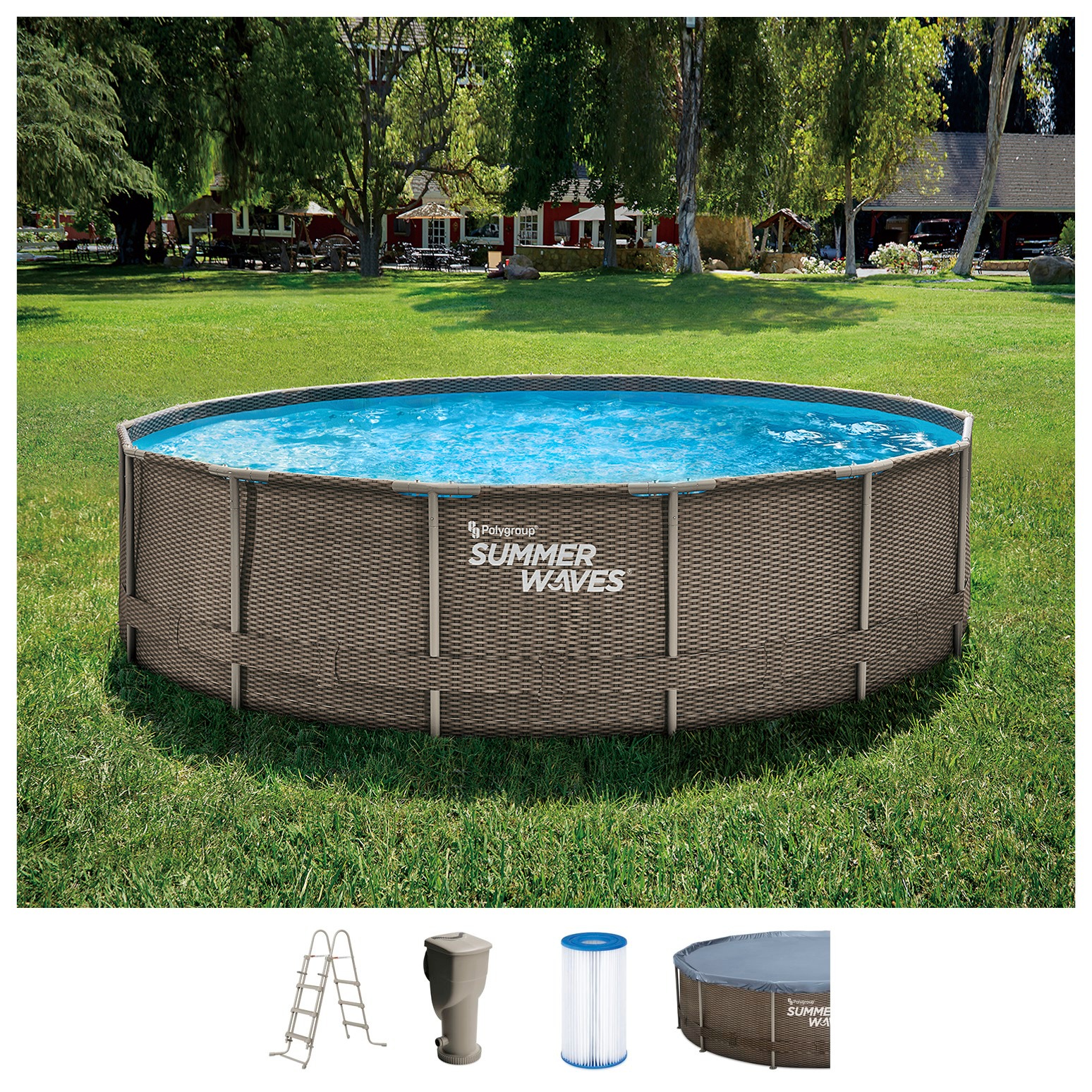 SummerWaves Rundpool »Active Frame«, (Set, 5 tlg.), ØxH: 457x106 cm