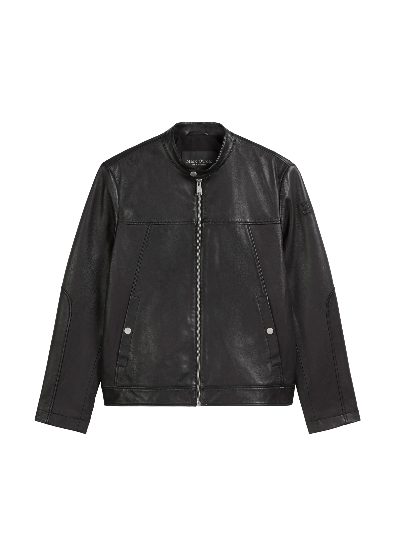 Marc O'Polo Lederjacke, im Biker-Stil, kleiner Stehkragen, aus Lammleder