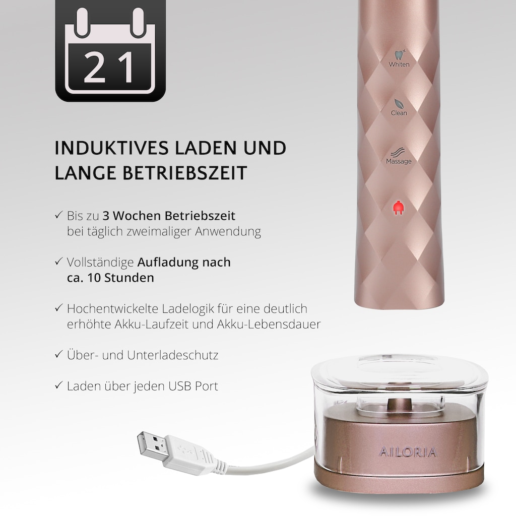 AILORIA Schallzahnbürste »USB-Schallzahnbürste SHINE BRIGHT Limited Edition«