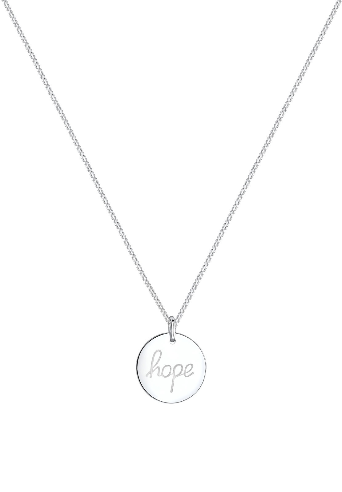 Elli Kette mit Anhänger »Halskette Plättchen mit Gravur Hope 925 Silber«