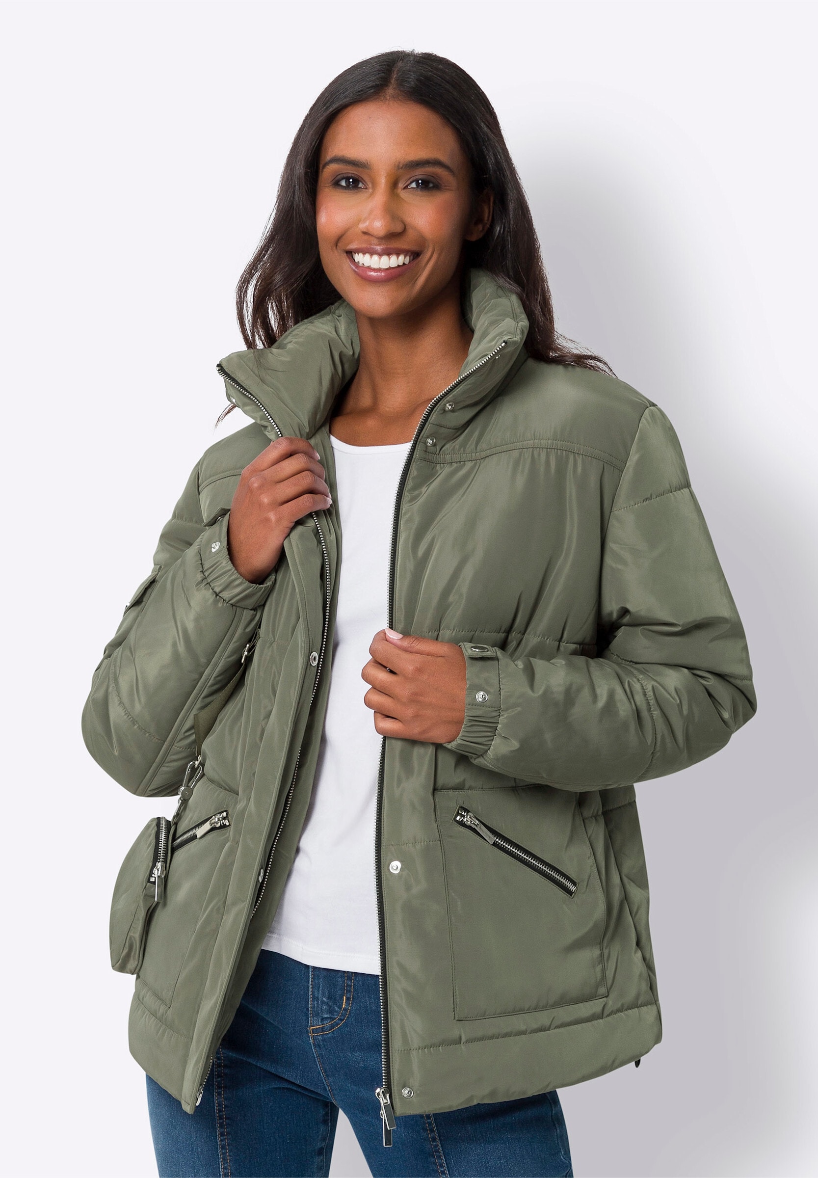 heine Steppjacke »Jacke Steppjacke mit 2-Wege-Zipper« ohne Kapuze