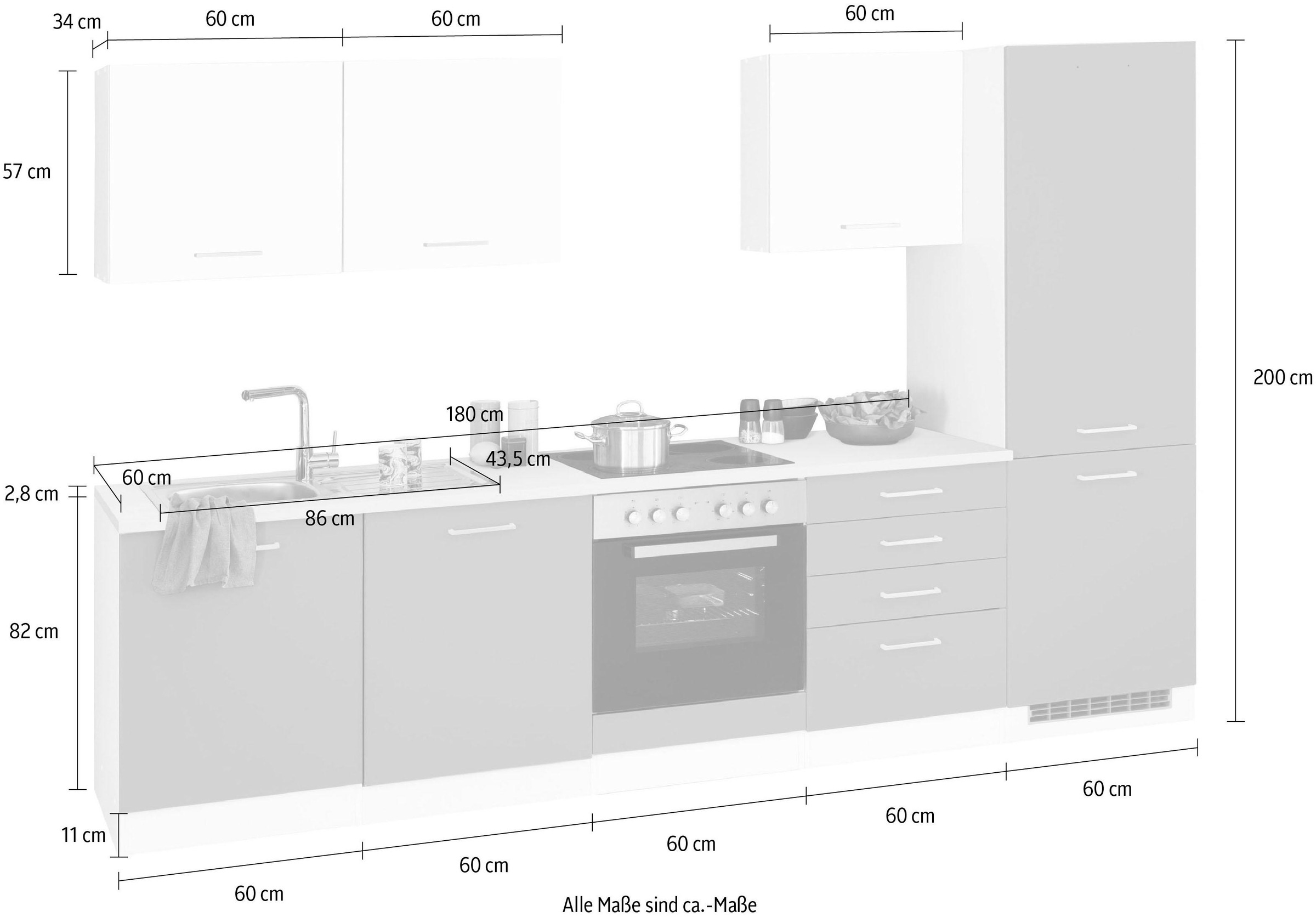 HELD MÖBEL Küchenzeile »Visby«, 240 ohne E-Geräte, bei und OTTO für Geschirrspüler cm, Kühl/Gefrierkombination