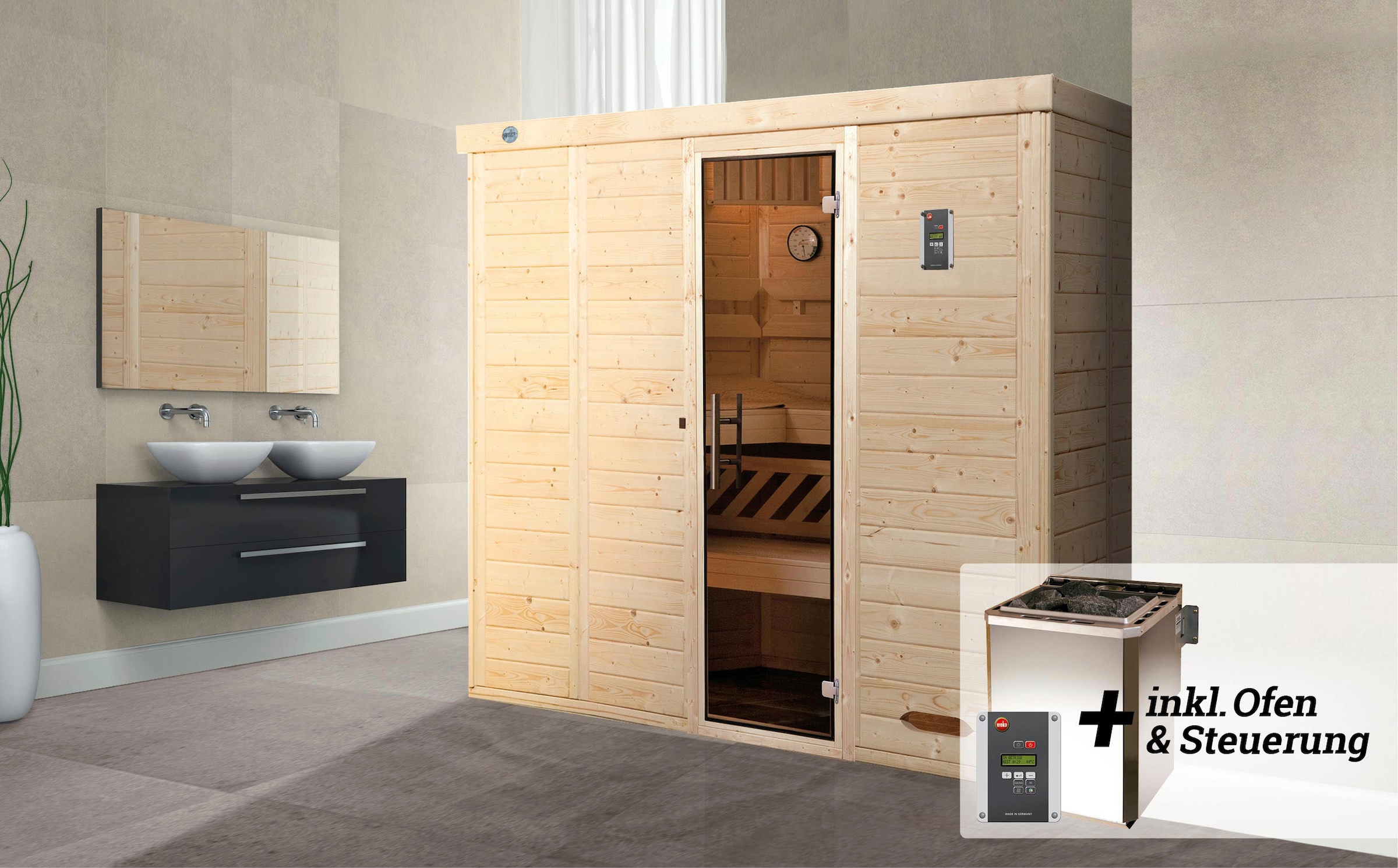 weka Sauna »Kemi«, 7,5 kW Bio-Ofen mit digitaler Steuerung