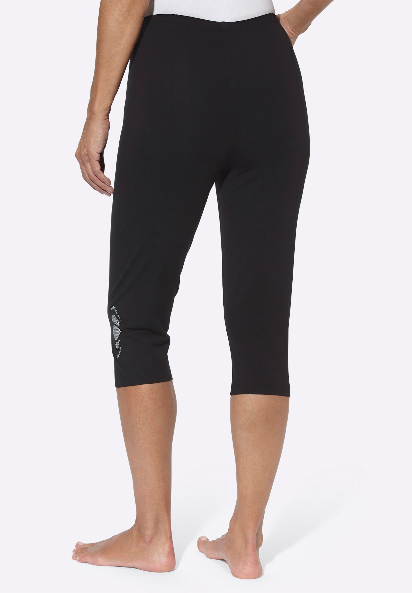 Sieh an! Caprihose »Capri-Leggings Caprileggings mit Glitzerdruck am Saum 2 Stück«