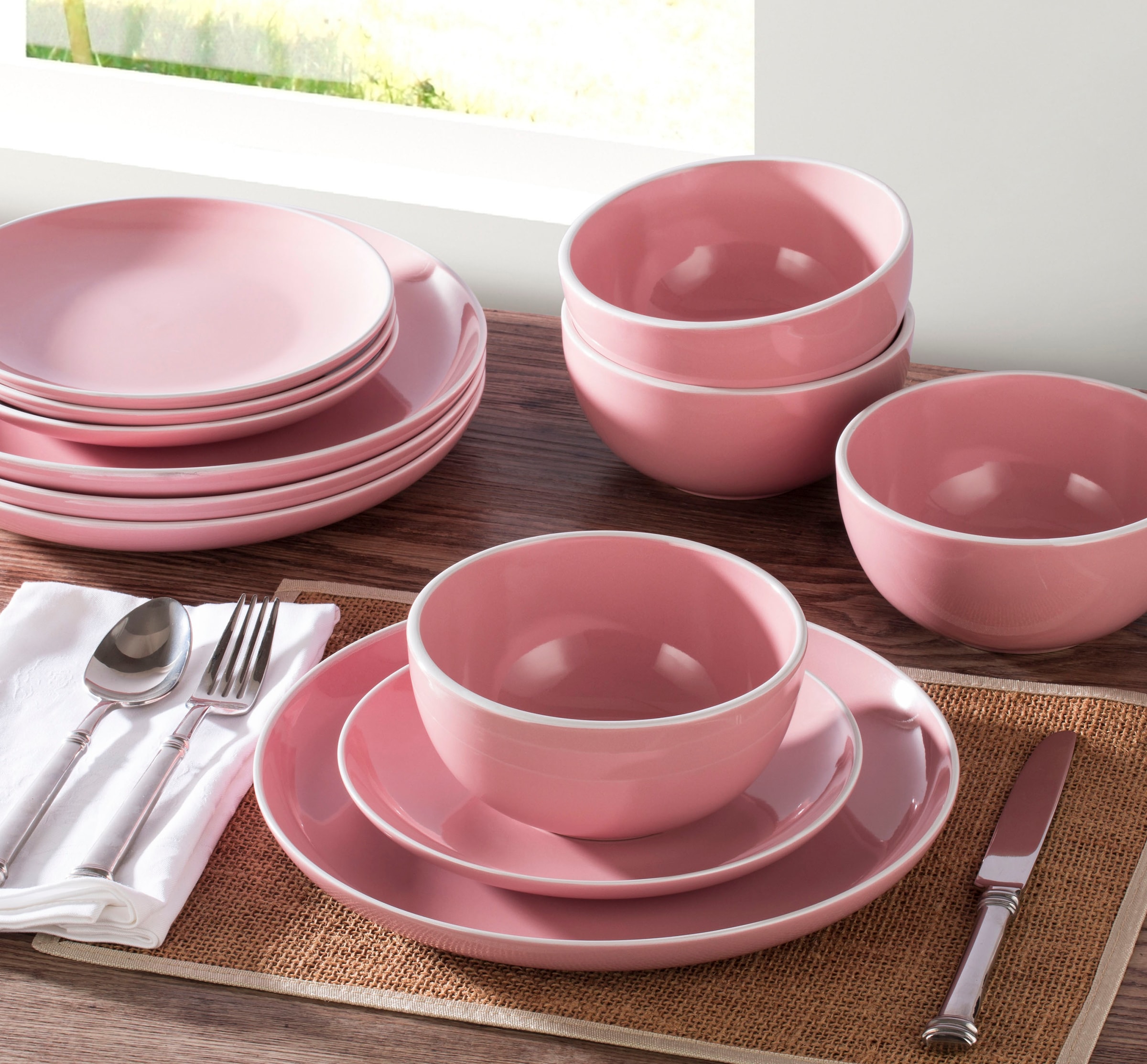 Retsch Arzberg Tafelservice »Geschirr-Set, Service HALO BUBBLE GUM« Teller Set, Klare Farben und Klare Formen - 12 Teile, für 4 Personen