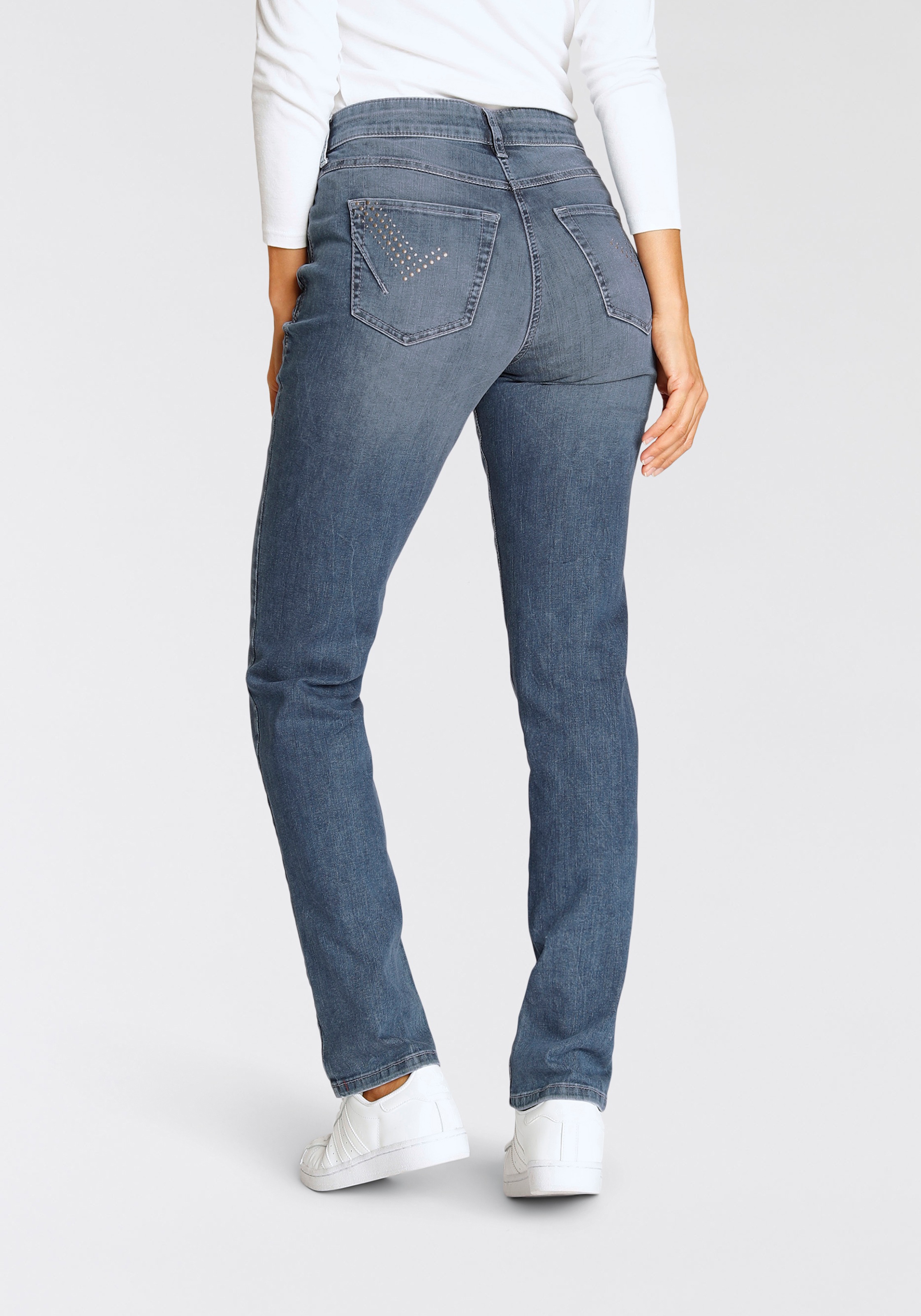 MAC Röhrenjeans »Angela Glam«, Besonders geschnittene Front mit Keileinsatz