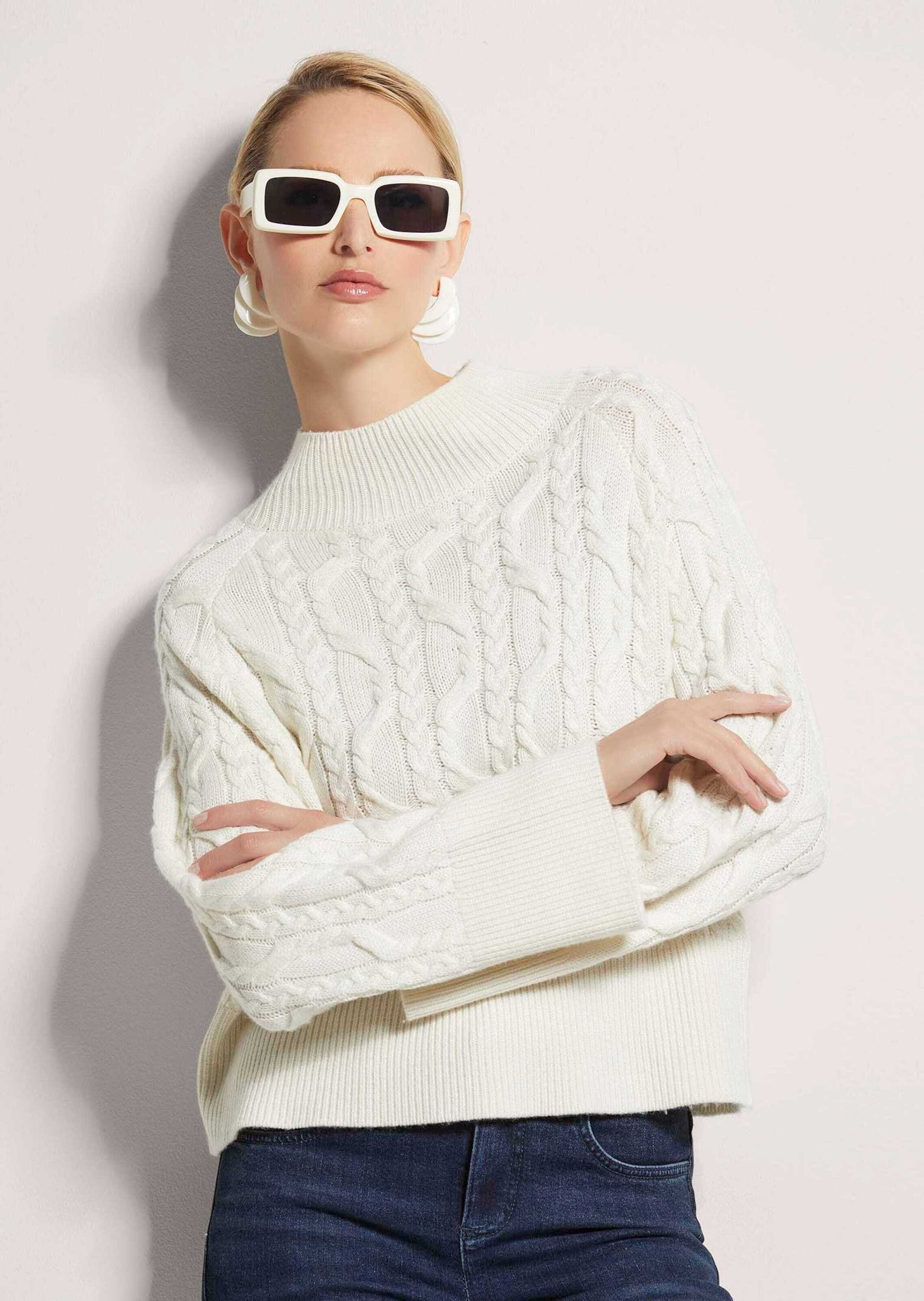 MADELEINE Longpullover »Strickpullover Kaschmirpullover mit Zopfmuster«