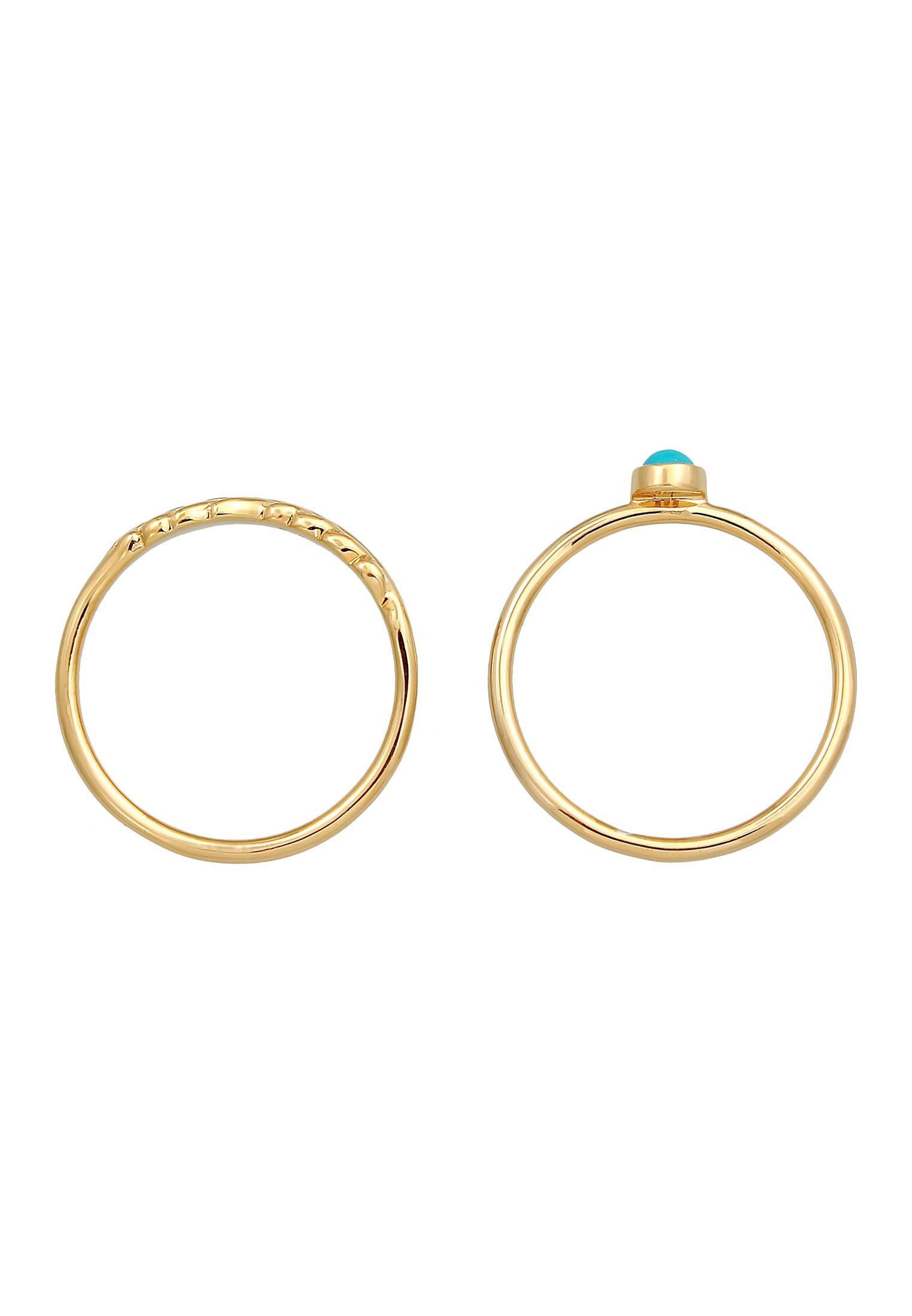 Elli Ring-Set »Ring Feder Howlith Türkis Boho 2er Set 925 Silber«