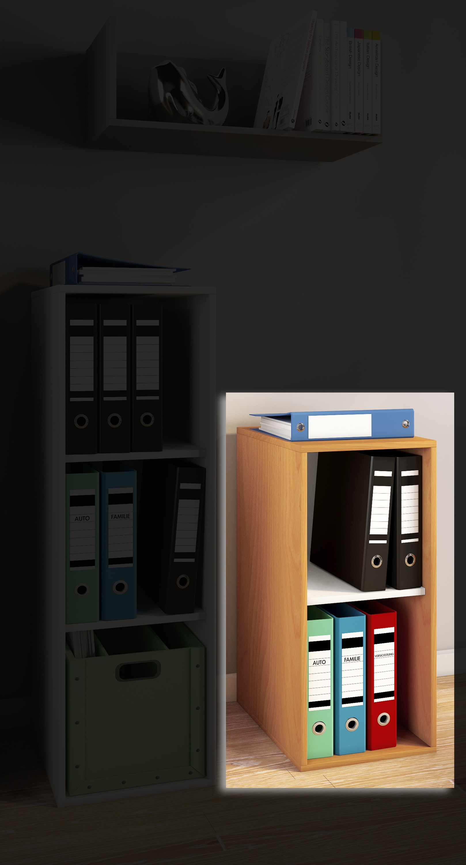 VCM Aktenregal »VCM Holzregal stehend | platzsparender Aktenschrank | Maße ca. H. 74 x B. 35 x T. 37 cm | Elegantes Regal | Büroregal ¿ Lona I 2f«