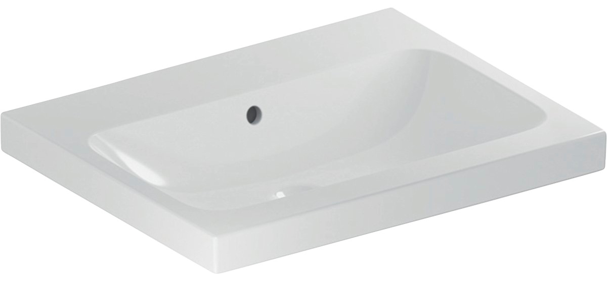 GEBERIT Waschbecken »Icon Light«, (1 St.), 60x48cm ohne HL, mit ÜL, weiß, KeraTect, Mit KeraTect Beschichtung