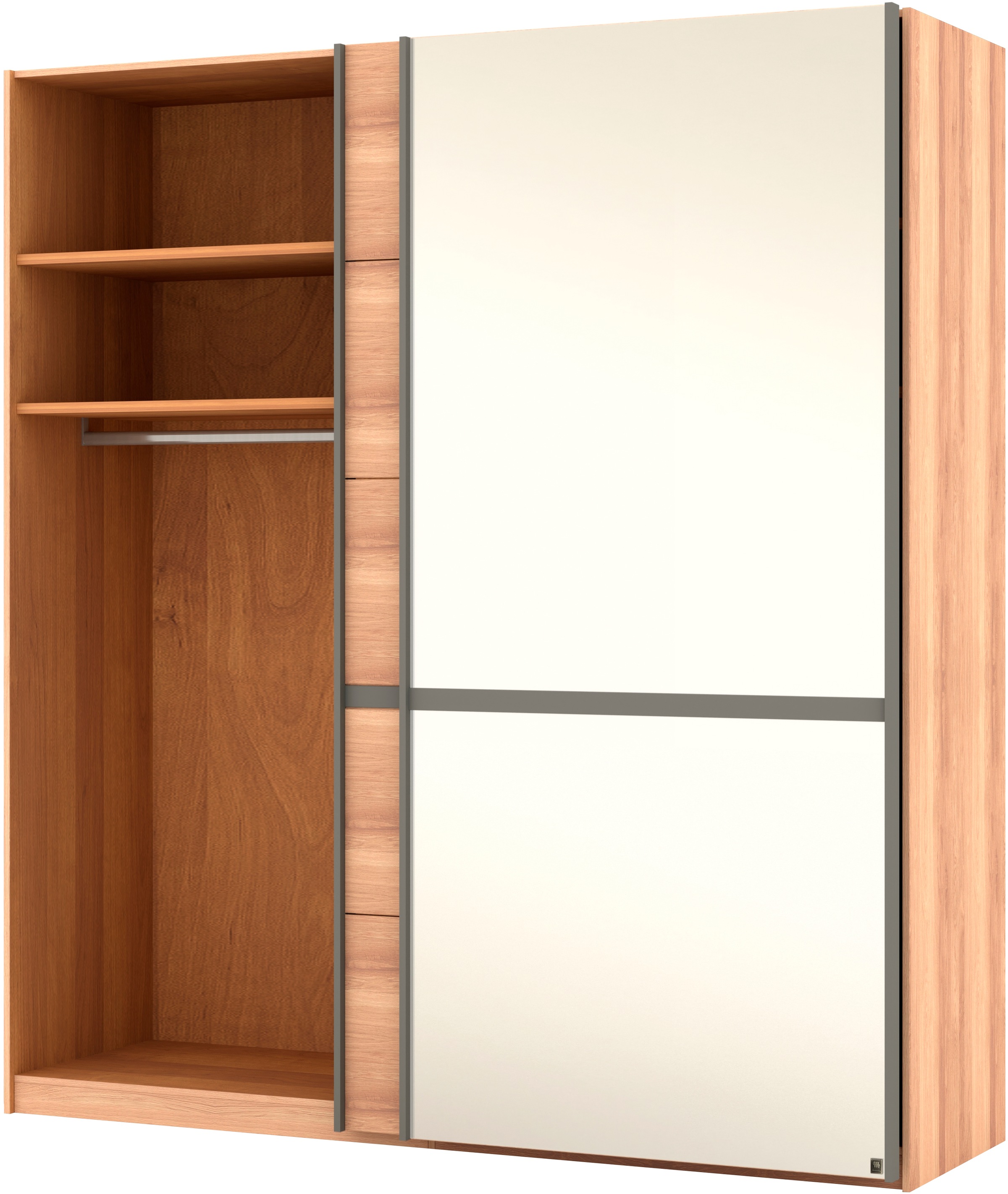 Musterring Schwebetürenschrank »Sorrent, Kleiderschrank, Schrank, Schiebetüren«, (Teilmassiv Eiche, MADE IN GERMANY), Türen in Eiche massiv mit Kassetten-Optik, verschiedene Maße verfügbar