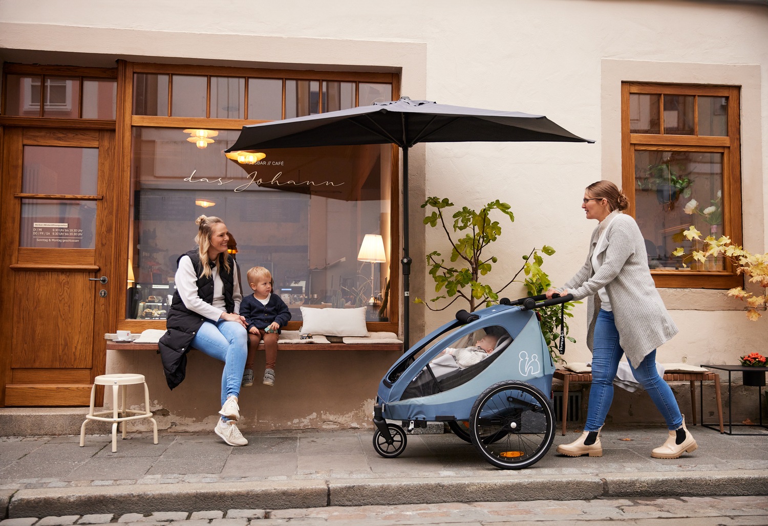 Hauck Fahrradkinderanhänger »2in1 Bike Trailer und Buggy Dryk Duo Plus, dark green«, für 2 Kinder; inklusive Deichsel