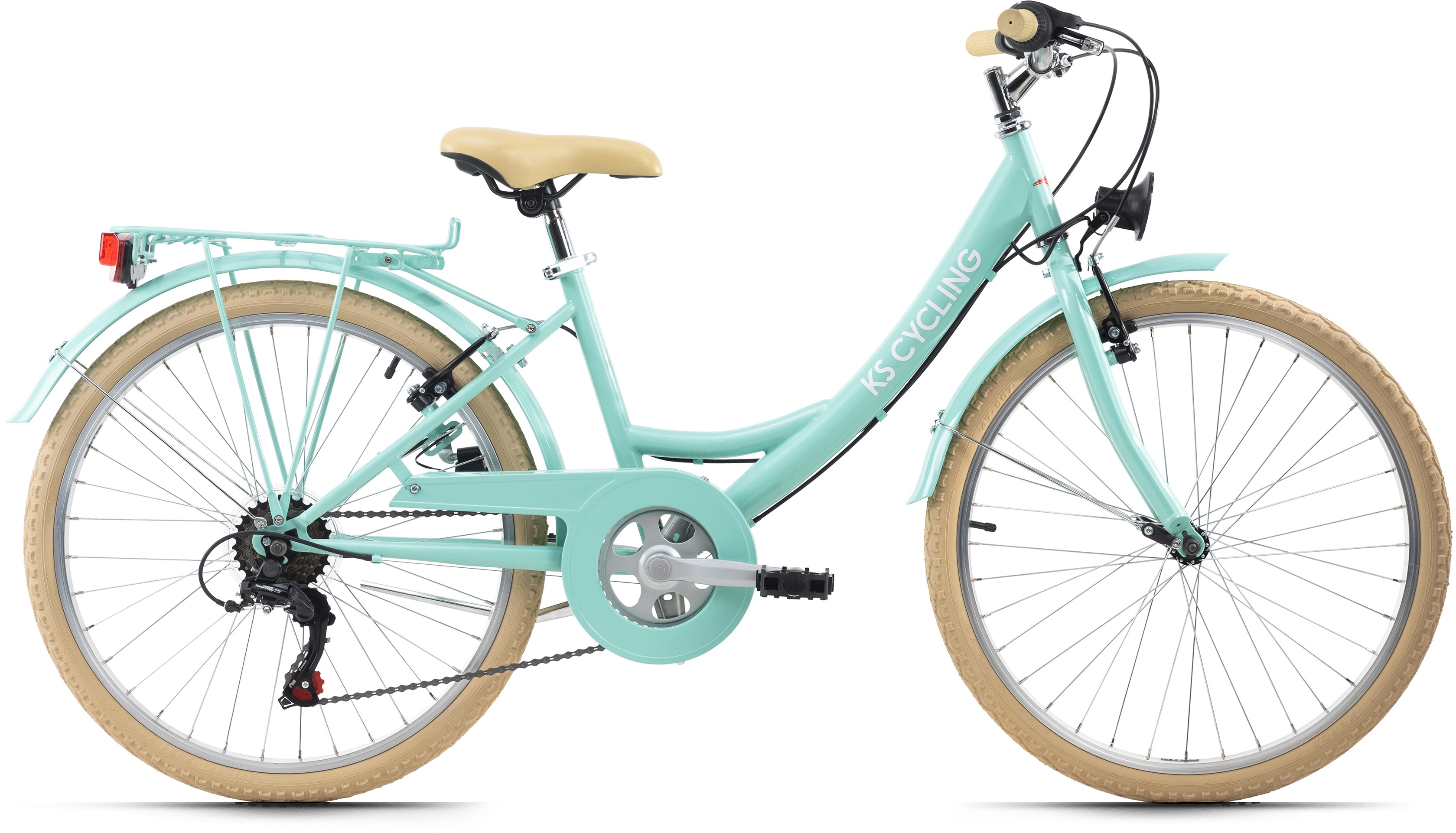 Ks Cycling Jugendfahrrad »Balloon« 6 Gang Shimano Tourney Schaltwerk Kettenschaltung für Damen in grün, Größe 24 Zoll (60,96 cm)