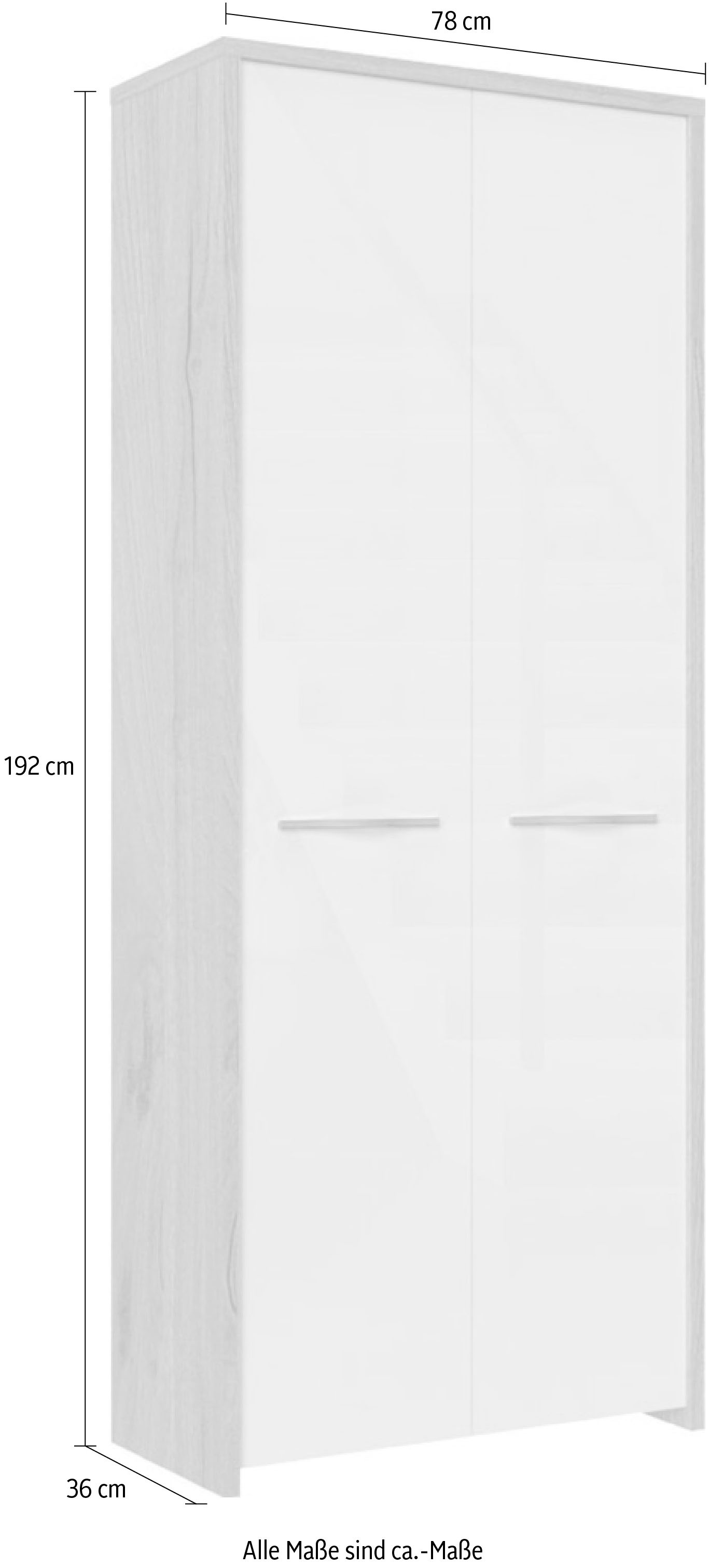 Home affaire Garderobenschrank »Gala«, hochwertig UV lackiert, Soft-Close-Funktion, Höhe 192cm