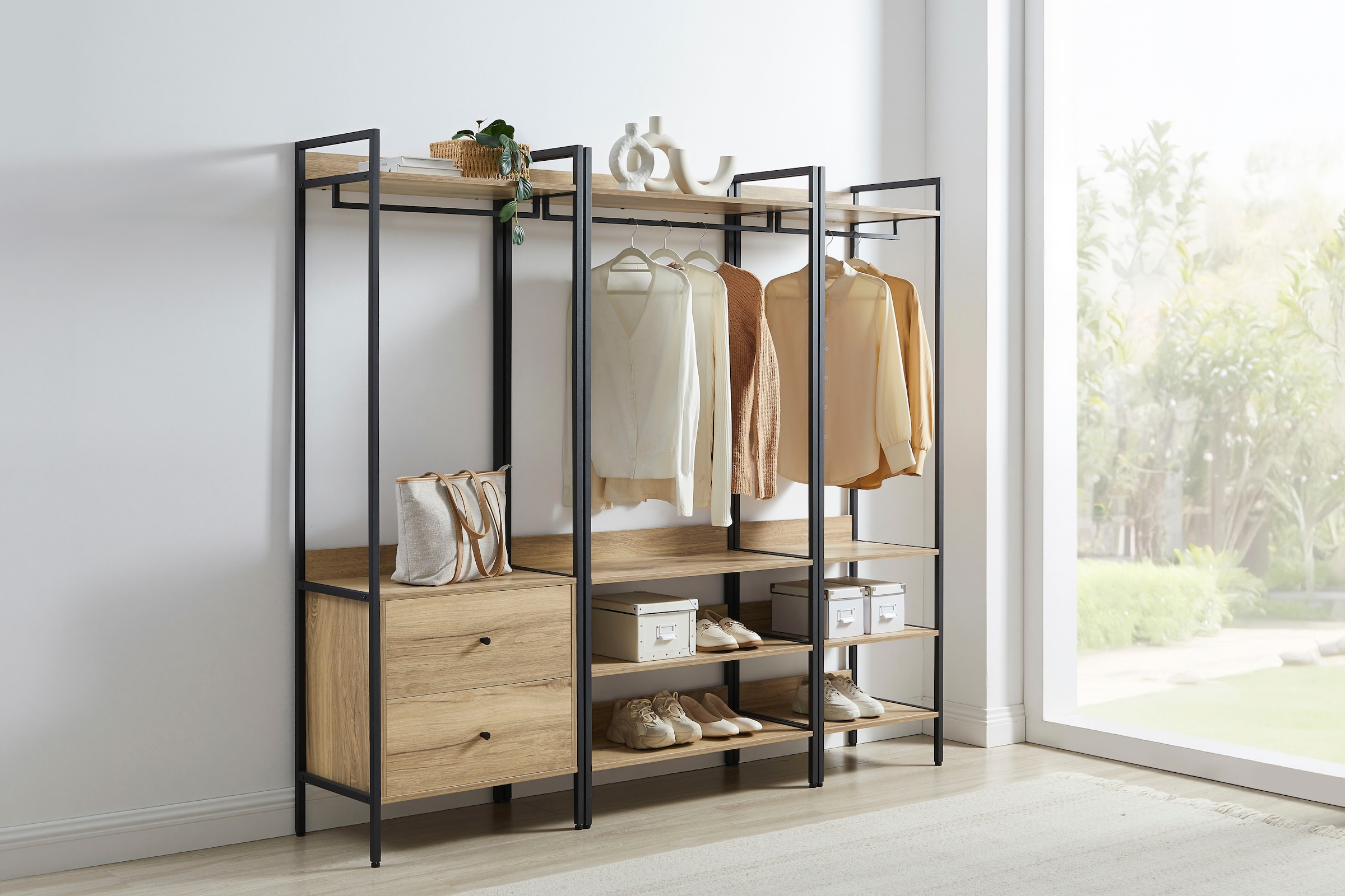 OTTO home Garderobenschrank »Tayler« pflegeleichte Melaminoberfläche, Metallgestell, natürliche ABS-Kanten