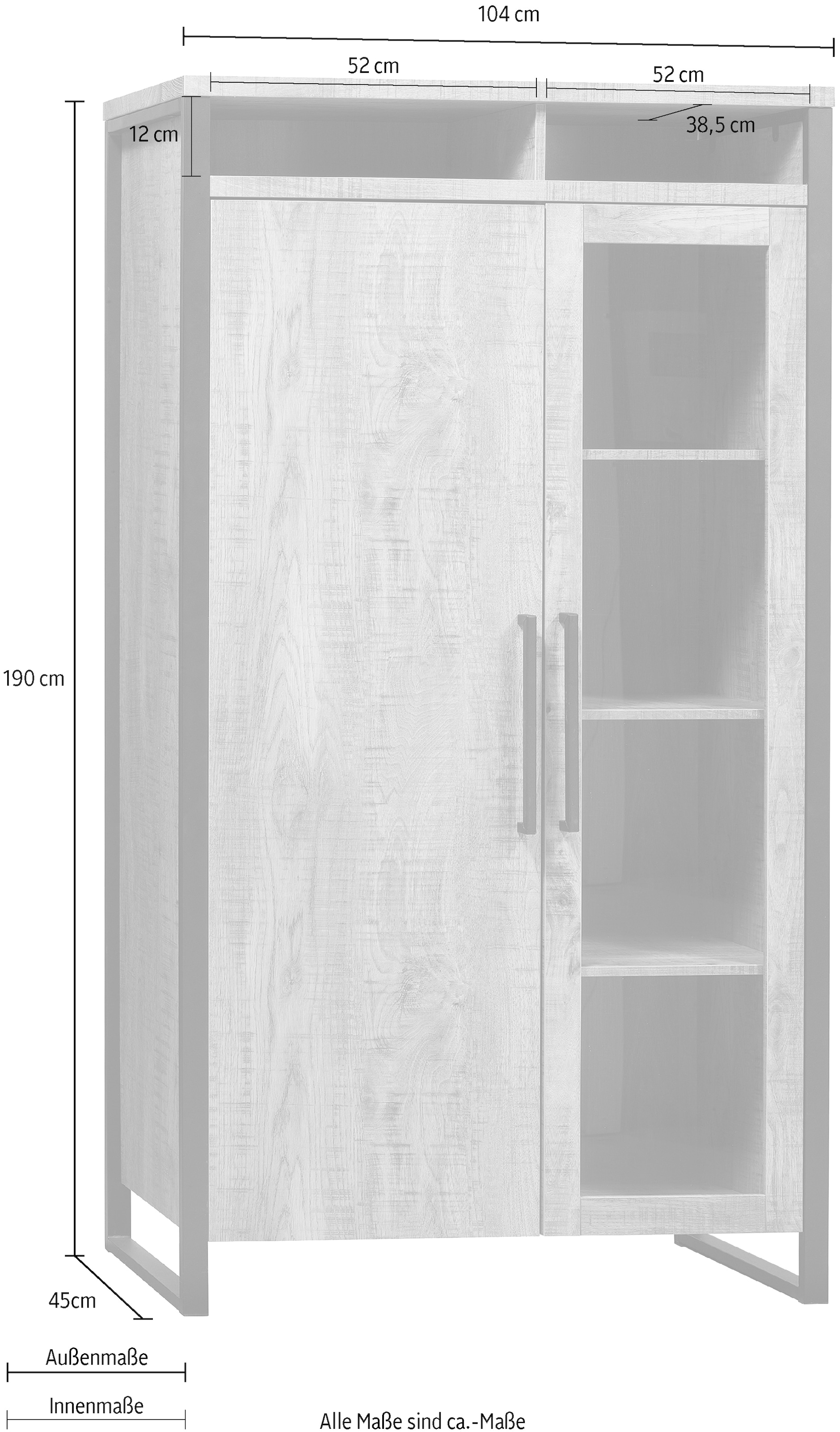 OMG Design Vitrine »Carriba Wohnzimmerschrank«, Höhe 190 cm, mit Soft-Close