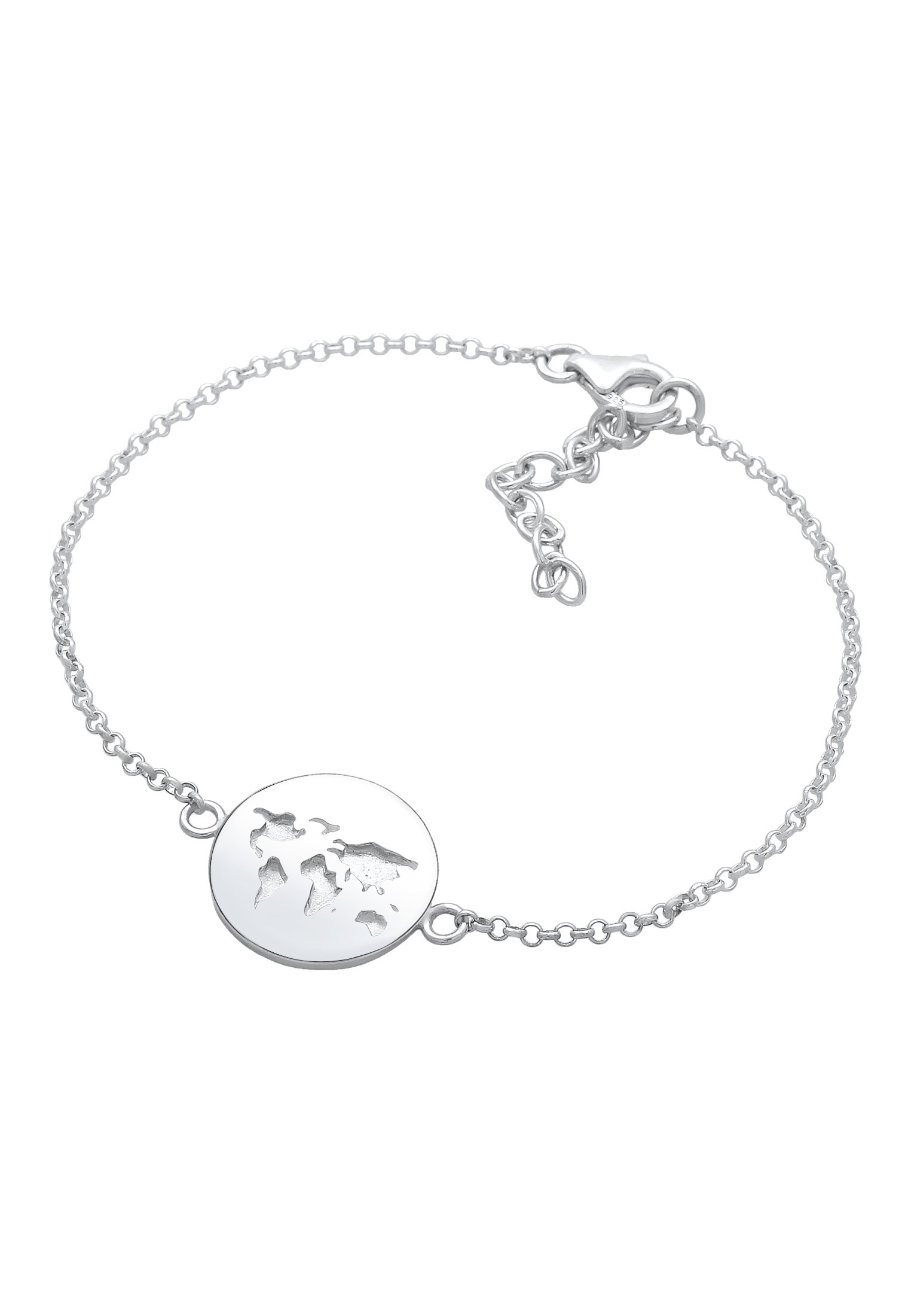 Elli Armkette »Armband Weltkugel Plättchen Anhänger 925 Sterling Silber«